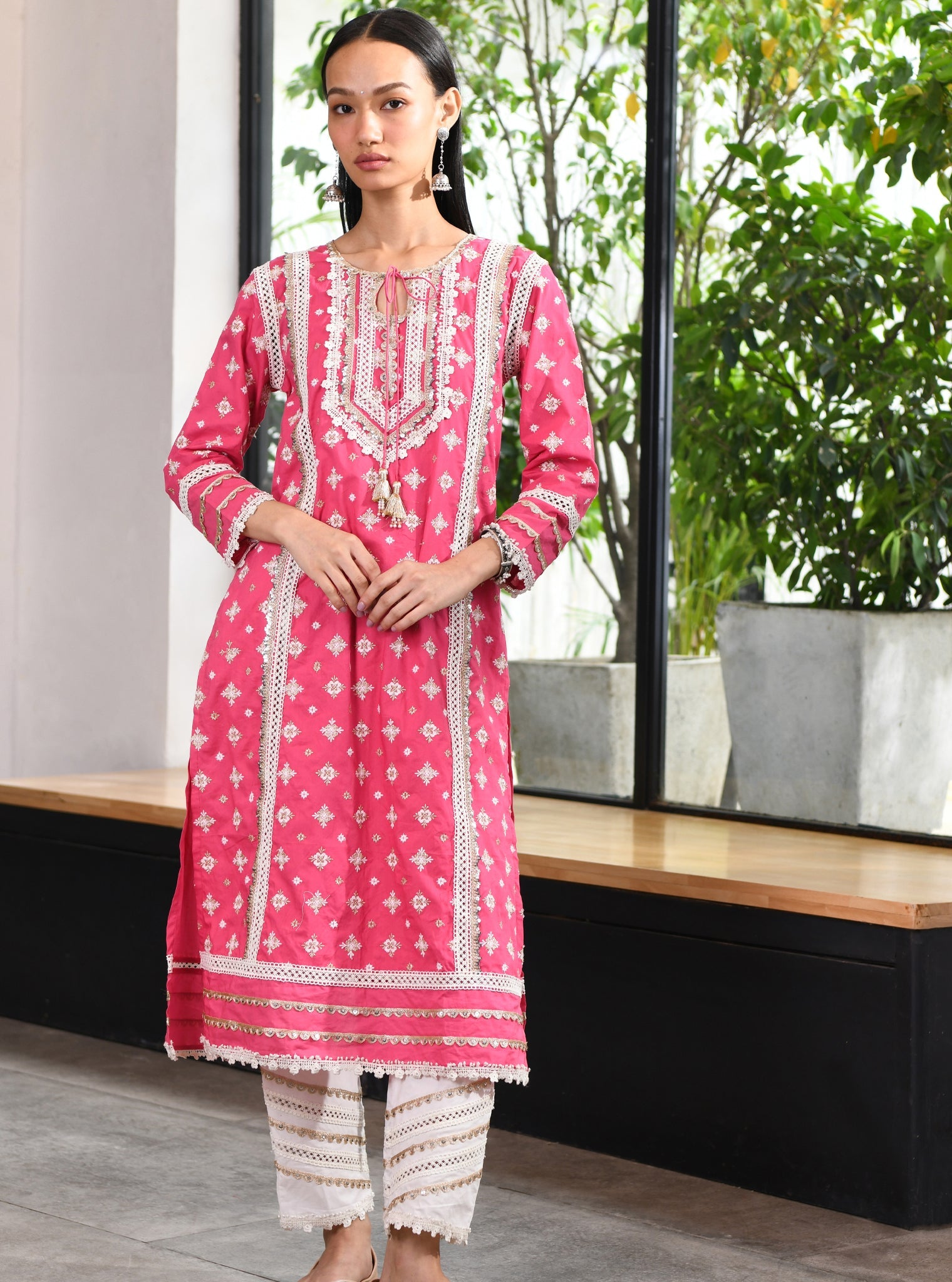 Corey Supima Cotton Fuchsia Kurta Set