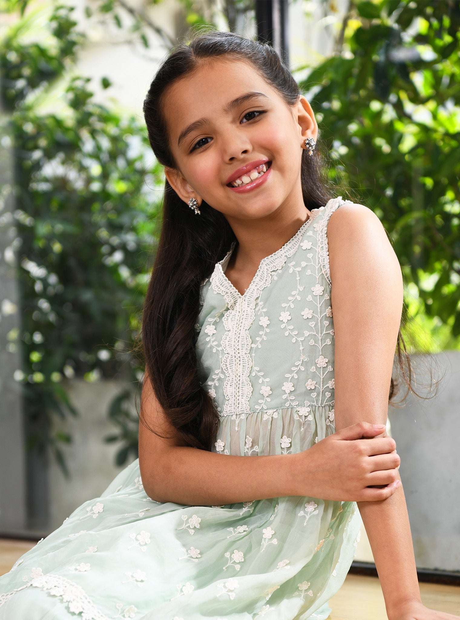 Destiny Organza Green Kurta with Sharara Set