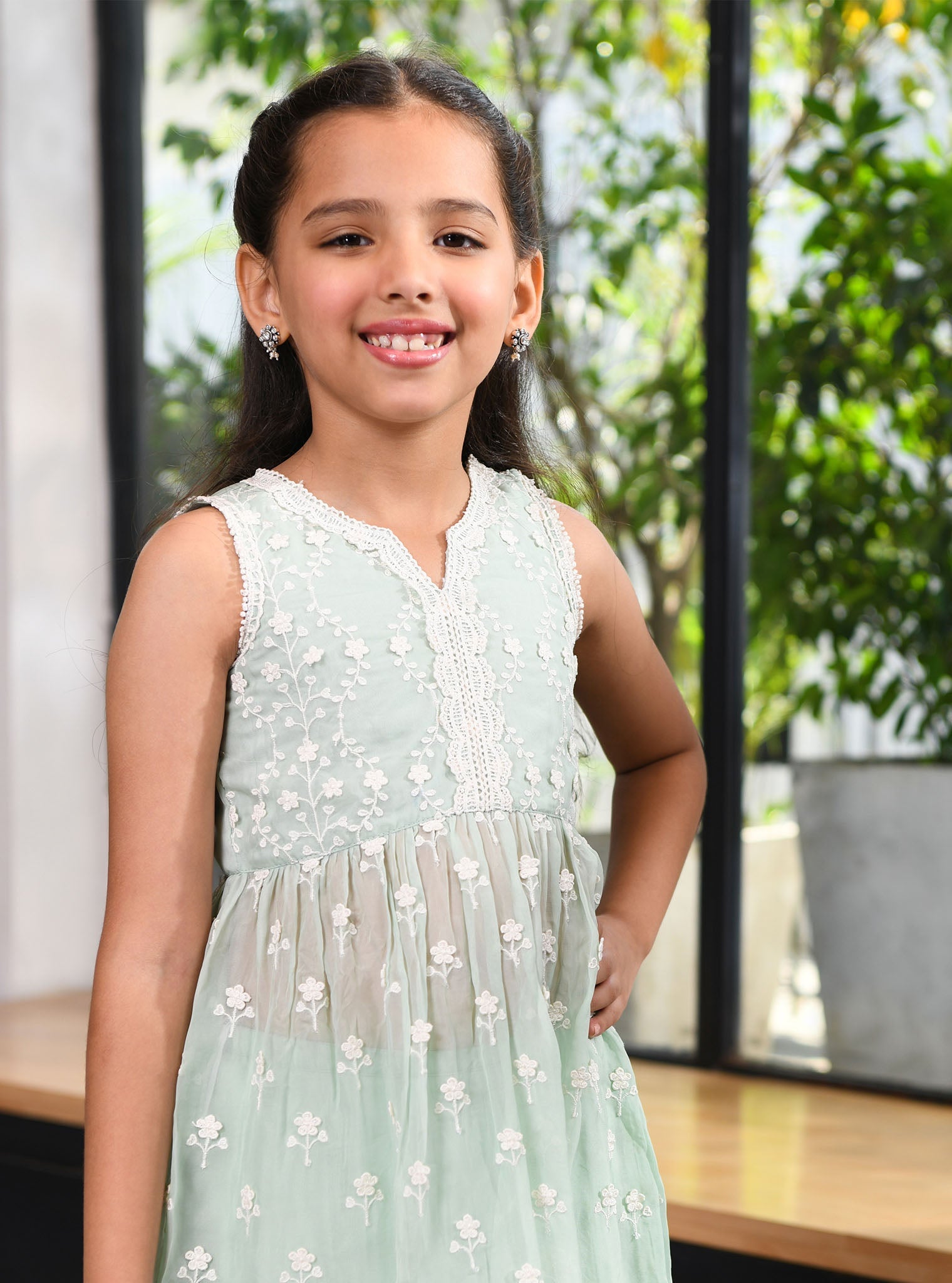 Destiny Organza Green Kurta with Sharara Set