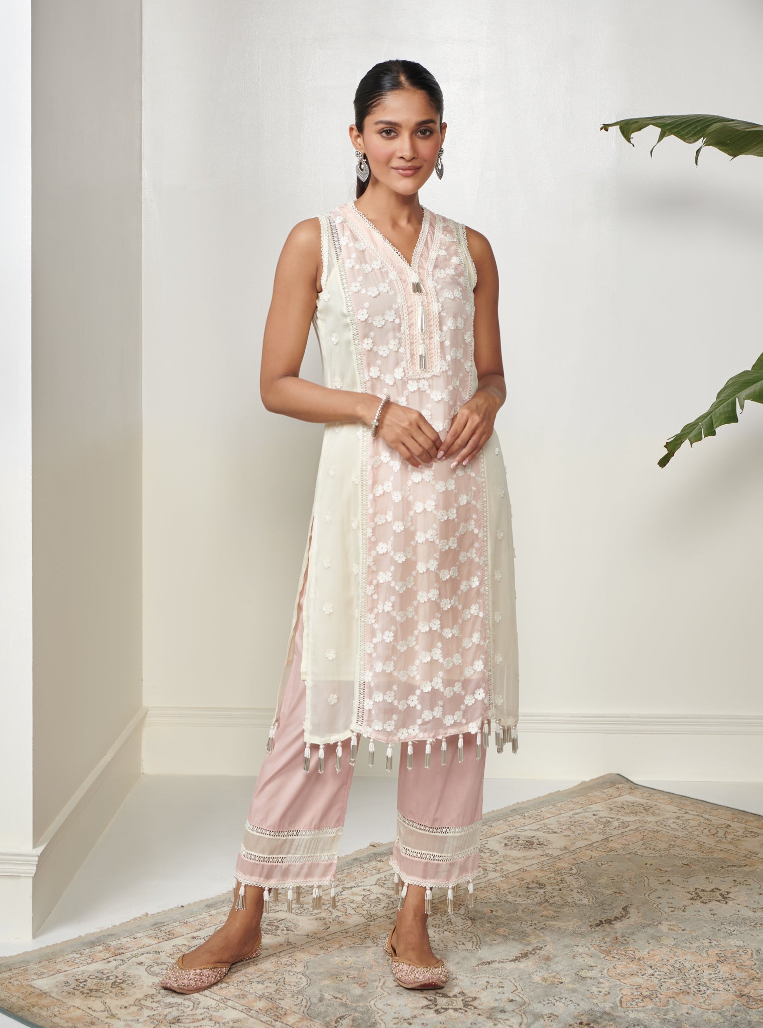 Elliot Organza Pink Kurta Set