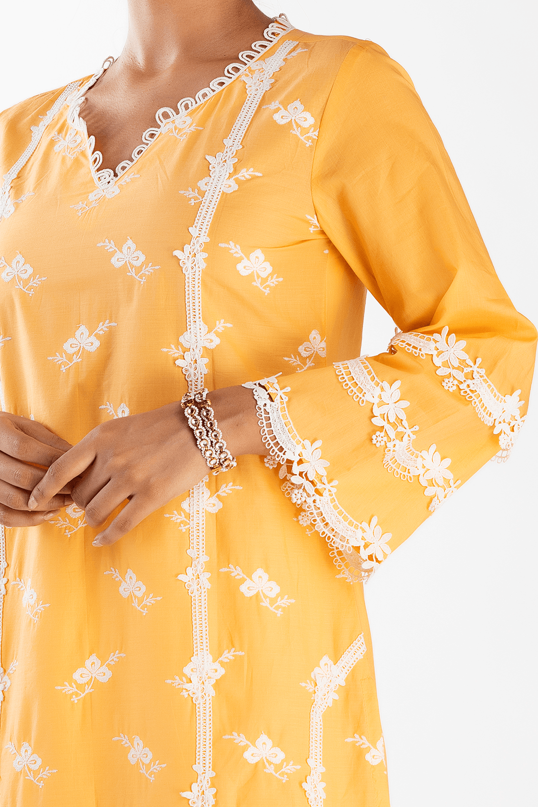 Mulmul Supima Cotton Eternity Orange Kurta