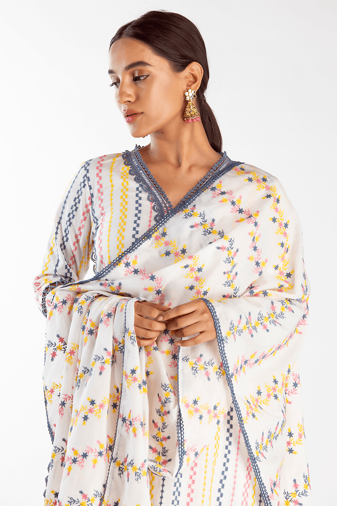 Eva Supima Cotton White Kurta Set