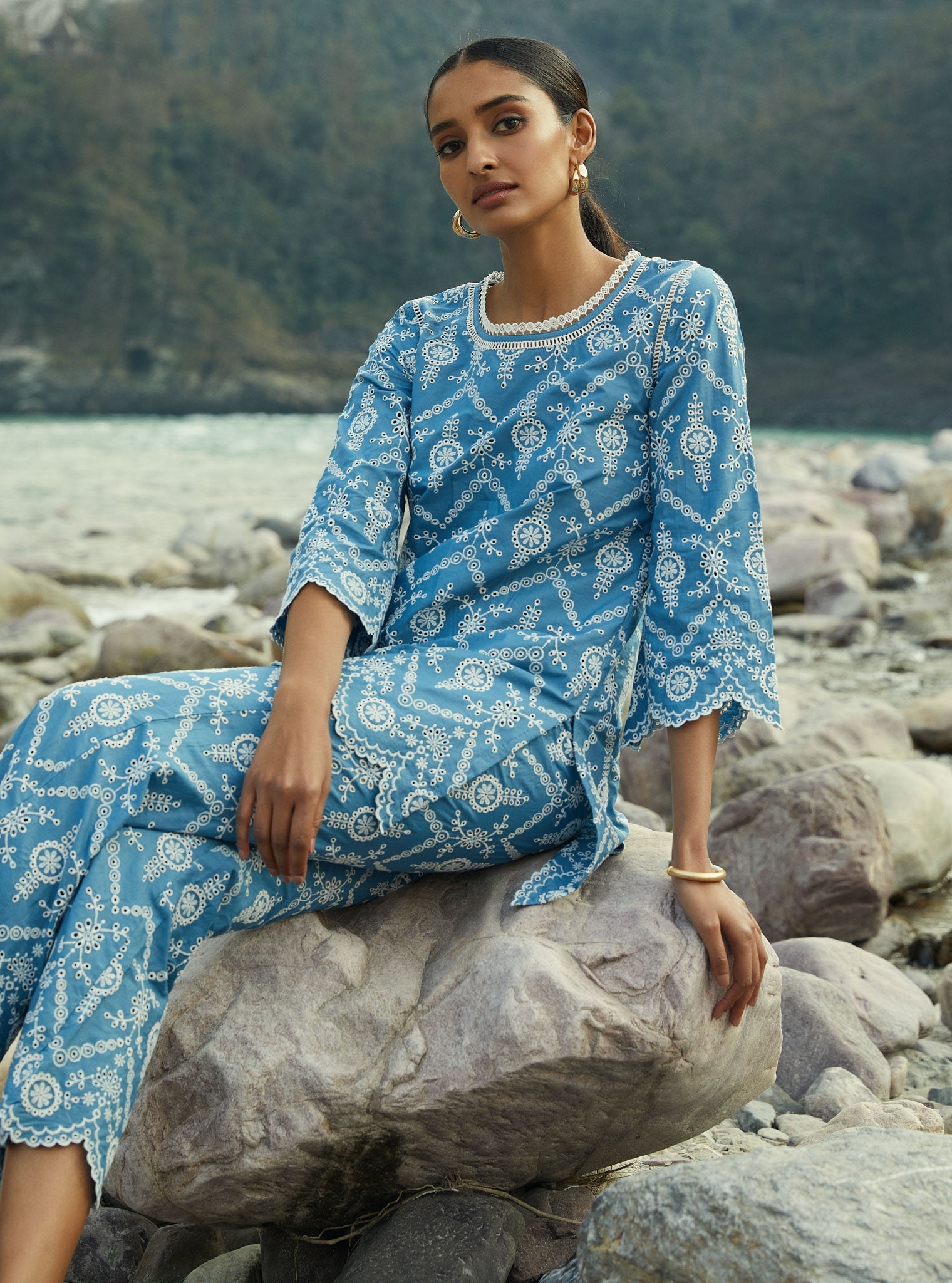 Evelyn Supima Cotton Denim Top Set