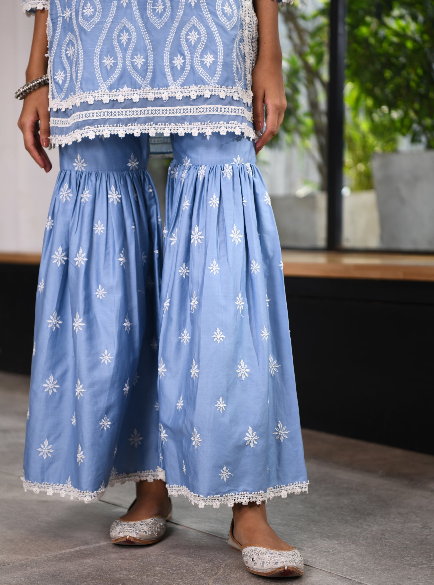 Faeleen Organza Blue Kurta with Garara Set