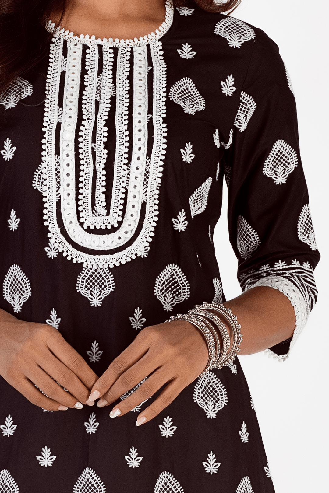 Gene Supima Cotton Black Kurta Set