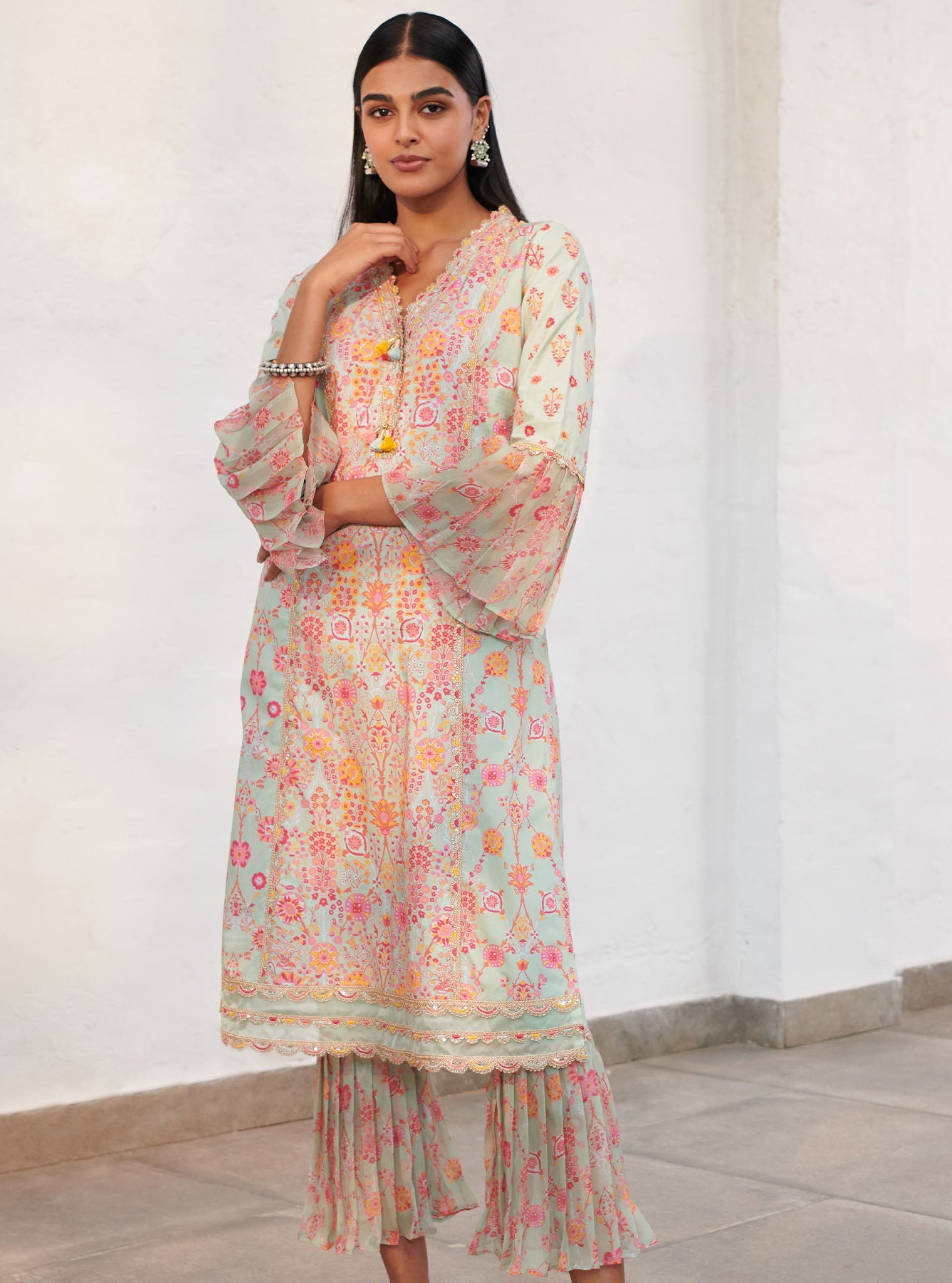 Mulmul Supima Cotton Isla Green Kurta
