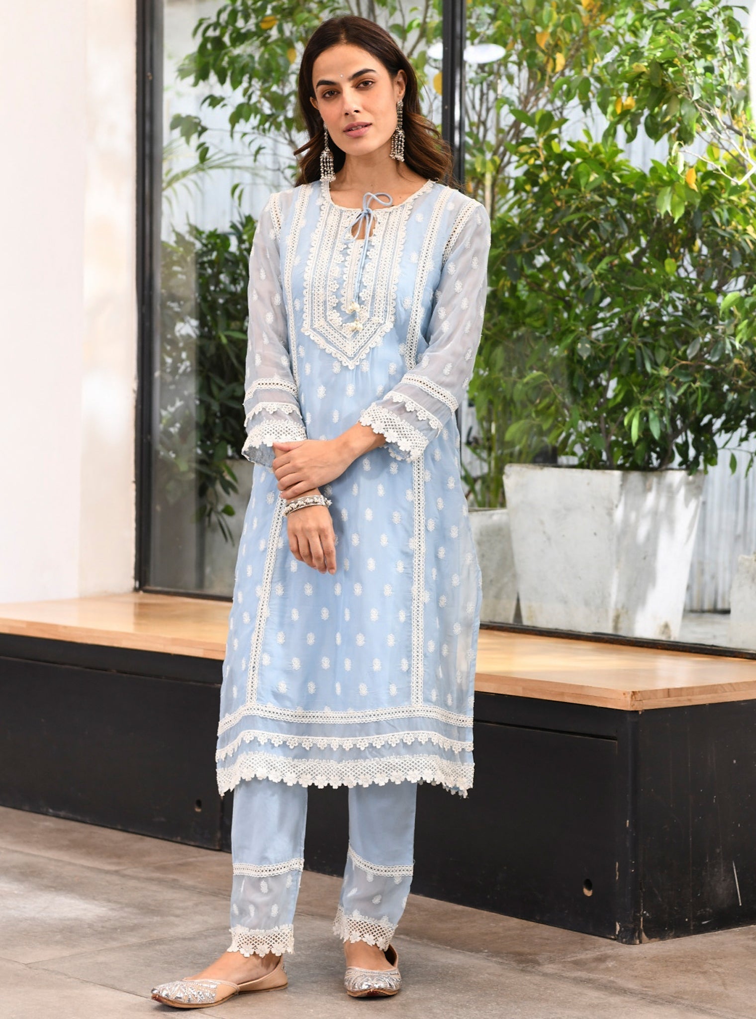 Jankia Organza Blue Kurta Set