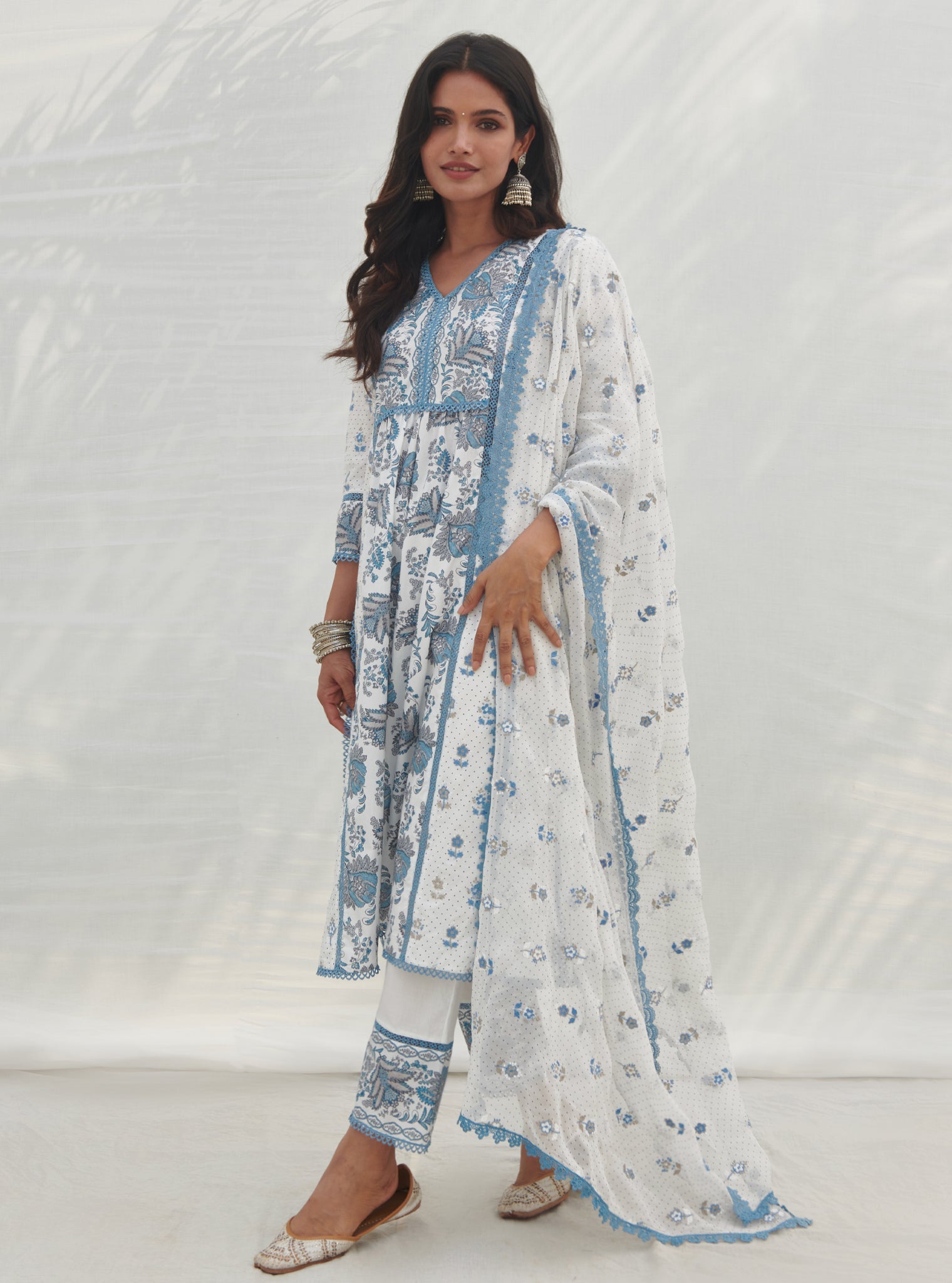 Kalina Supima Cotton Blue Kurta Set
