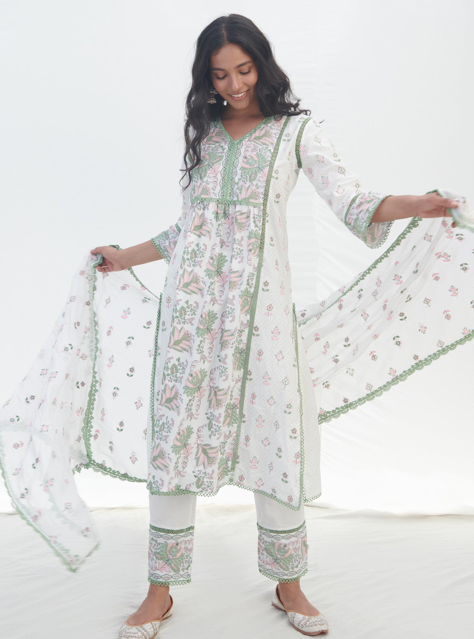 Kalina Supima Cotton Green Kurta Set