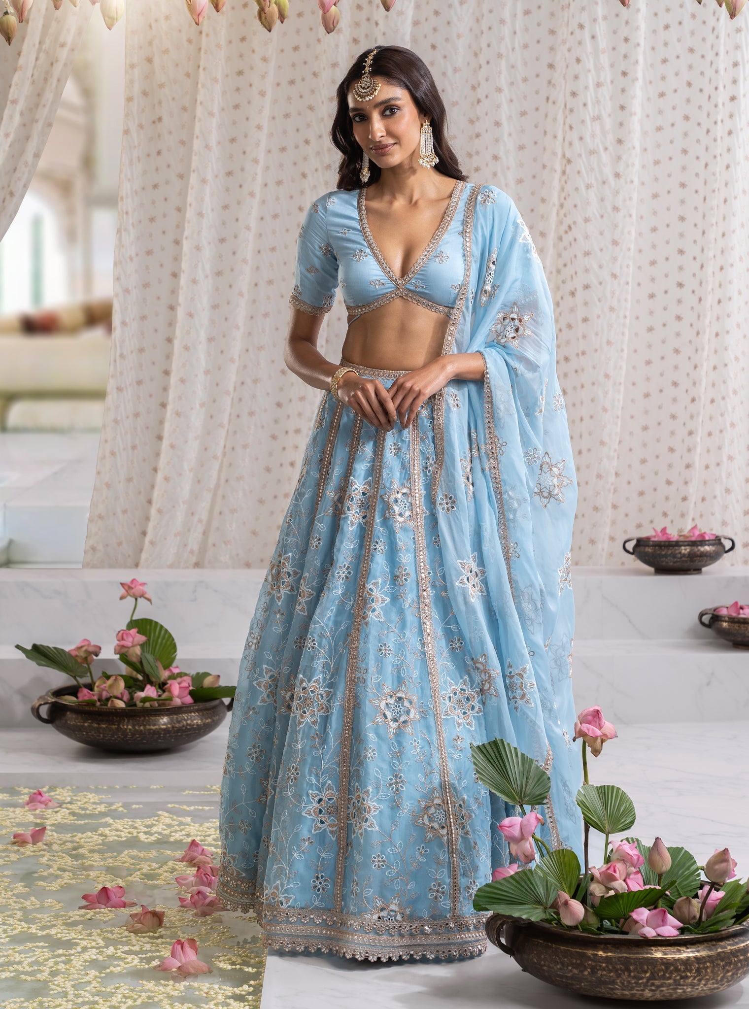 Kamali Organza Blue Lehenga