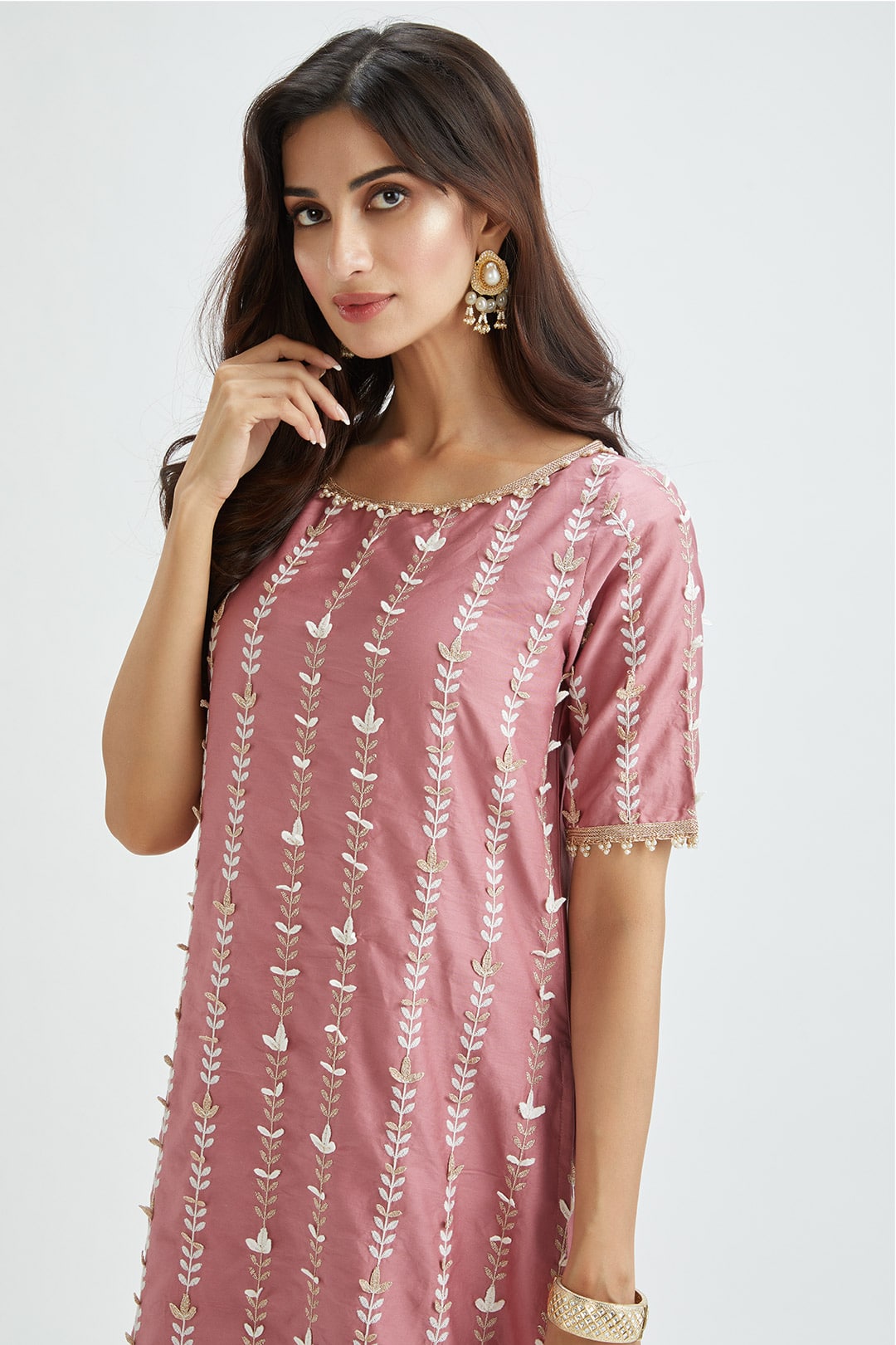 Lynn Supima Satin Mauve Kurta Set