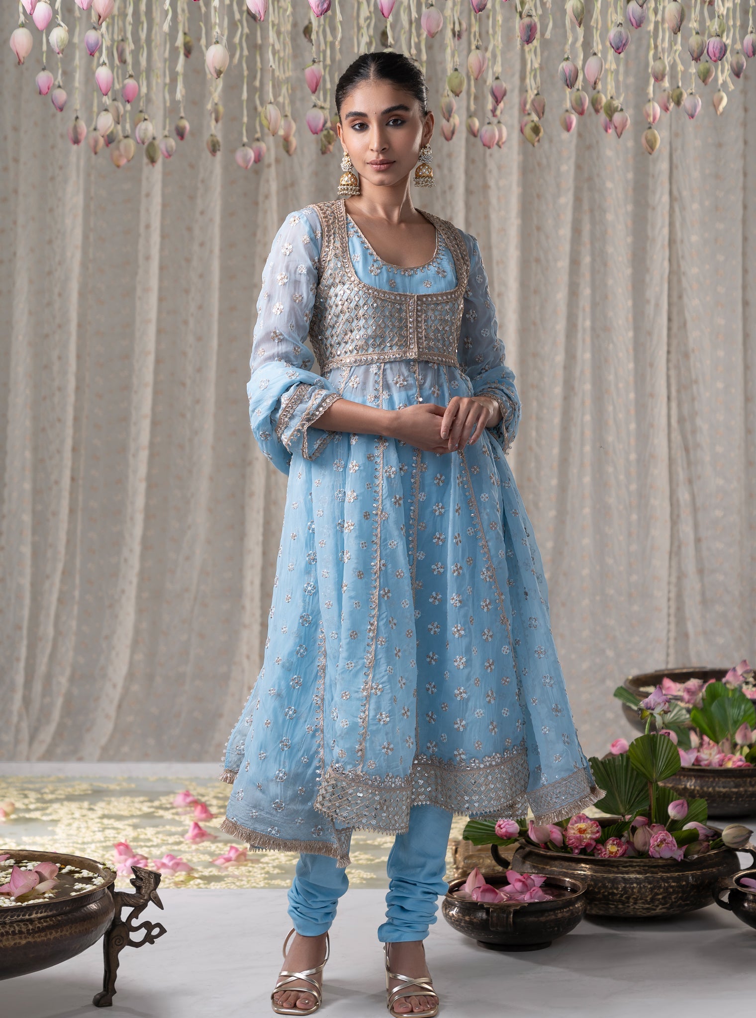 Malang Organza Blue Anarkali Kurta Set