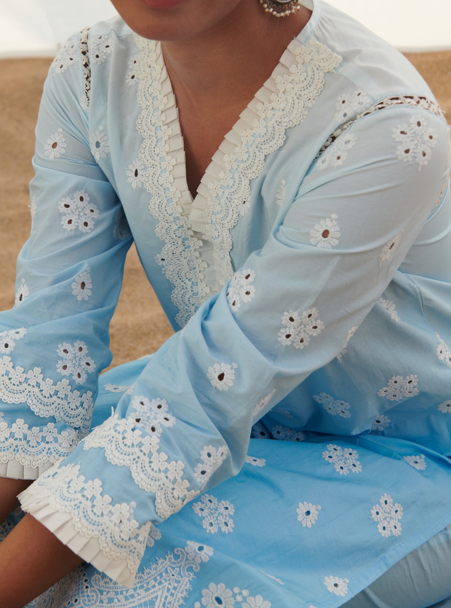 Mandovi Supima Cotton Blue Kurta Set