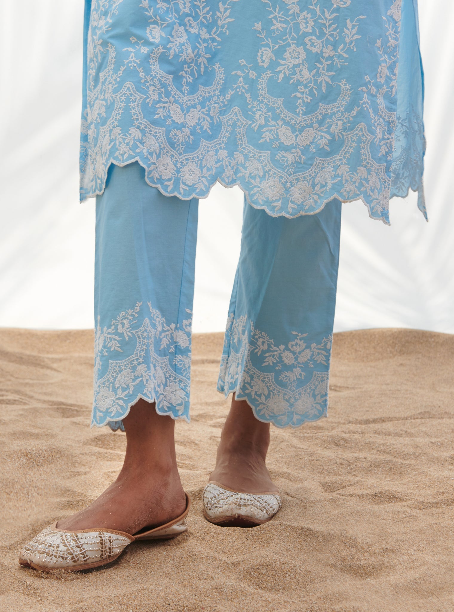 Mandre Supima Cotton Blue Kurta Set