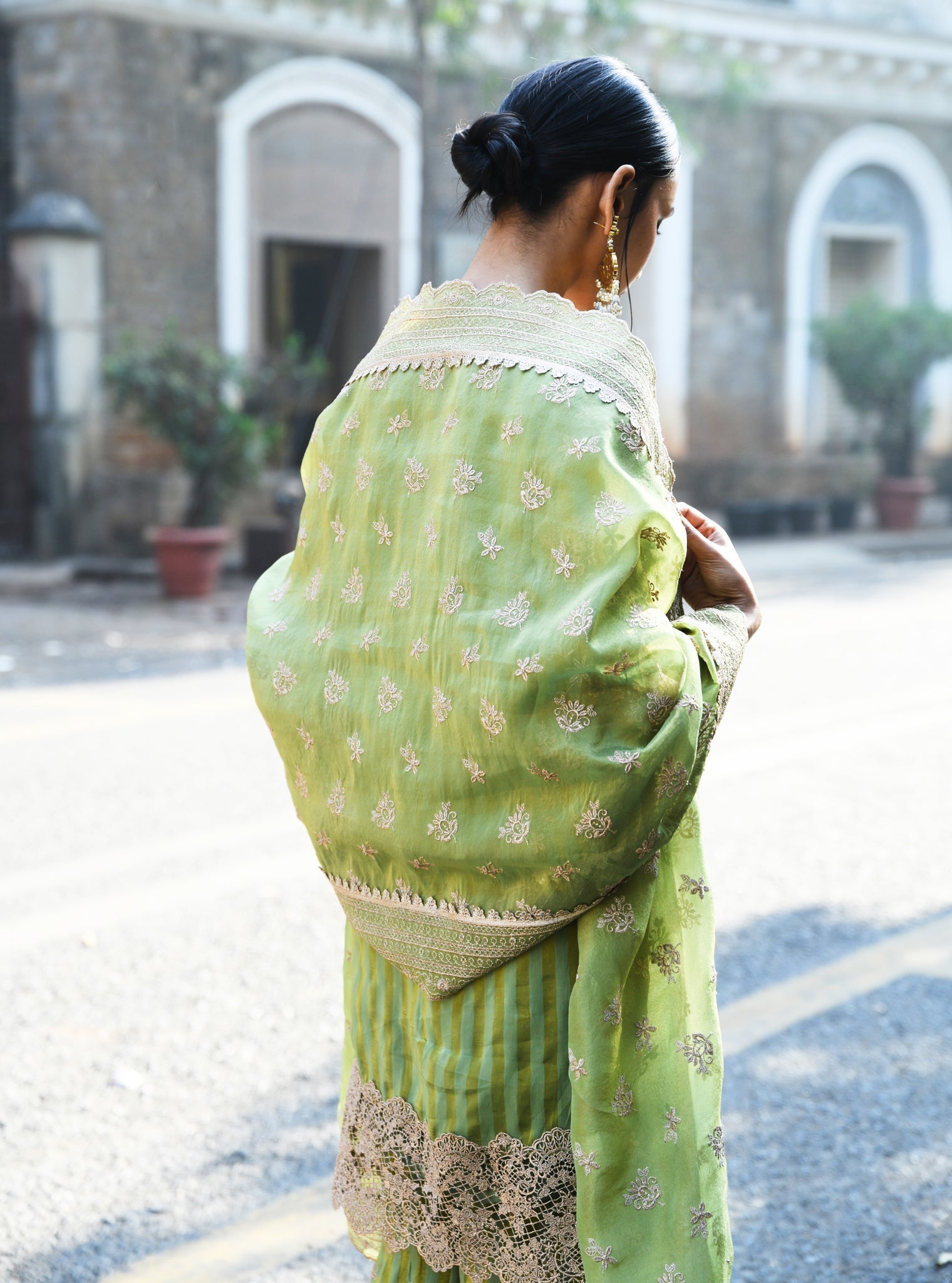 Paheri Banarsi Green Kurta Set