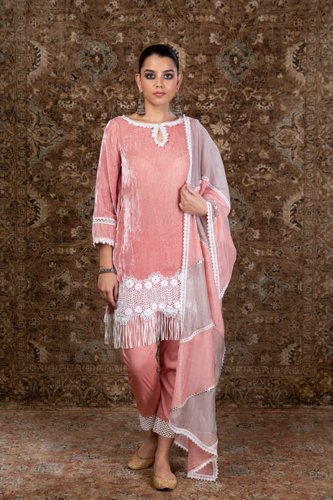 Makhmal Fern Kurta with Pyajama