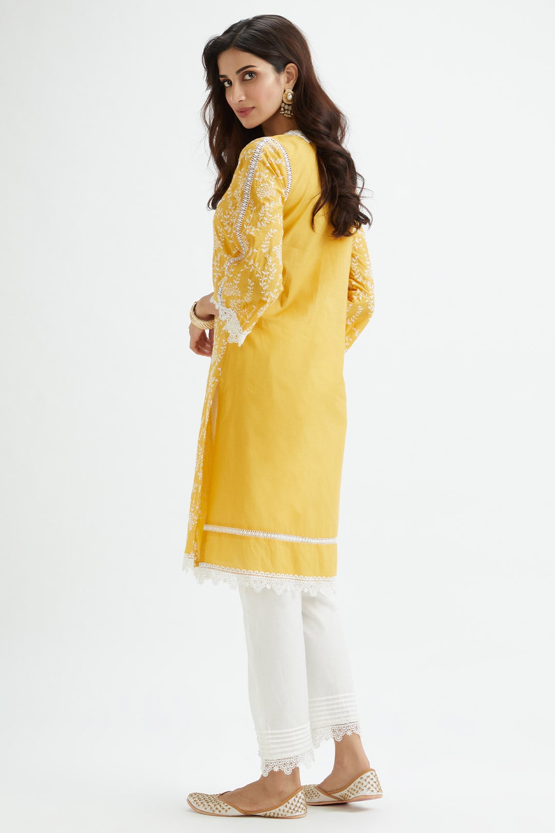 Mulmul Supima Cotton Merlin Mustard Kurta