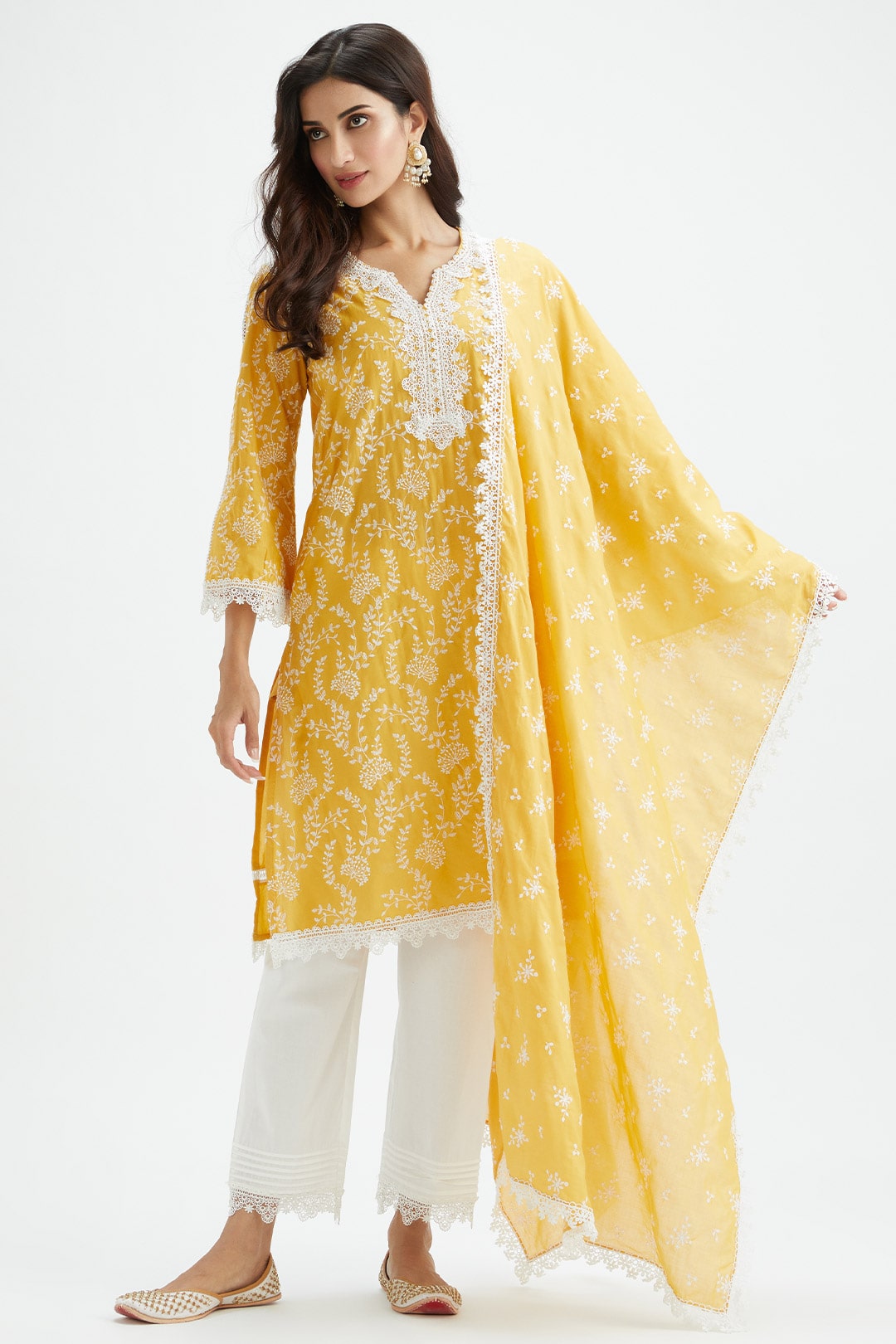 Merlin Supima Cotton Yellow Kurta Set