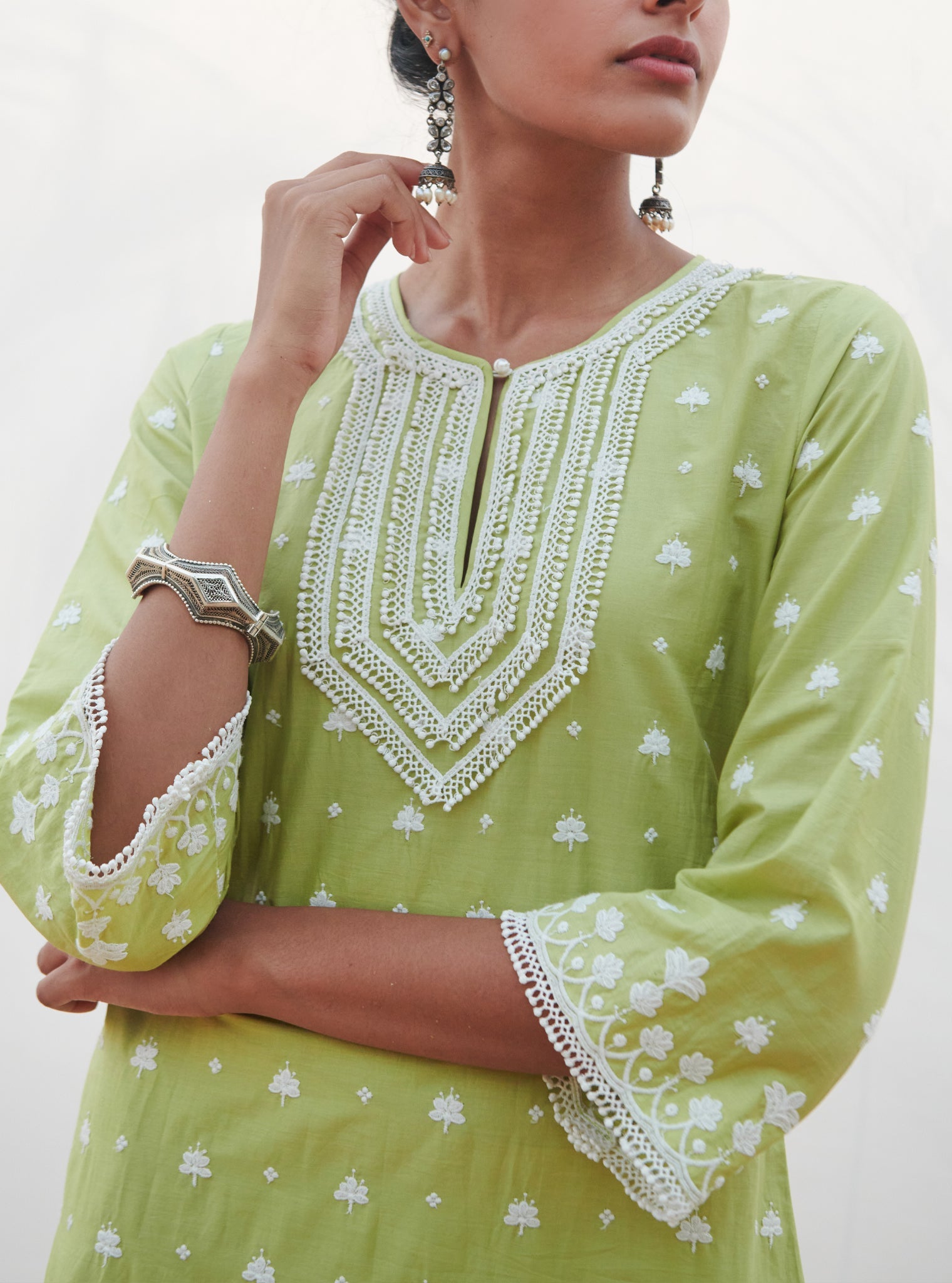 Miramar Supima Cotton Lime Kurta Set