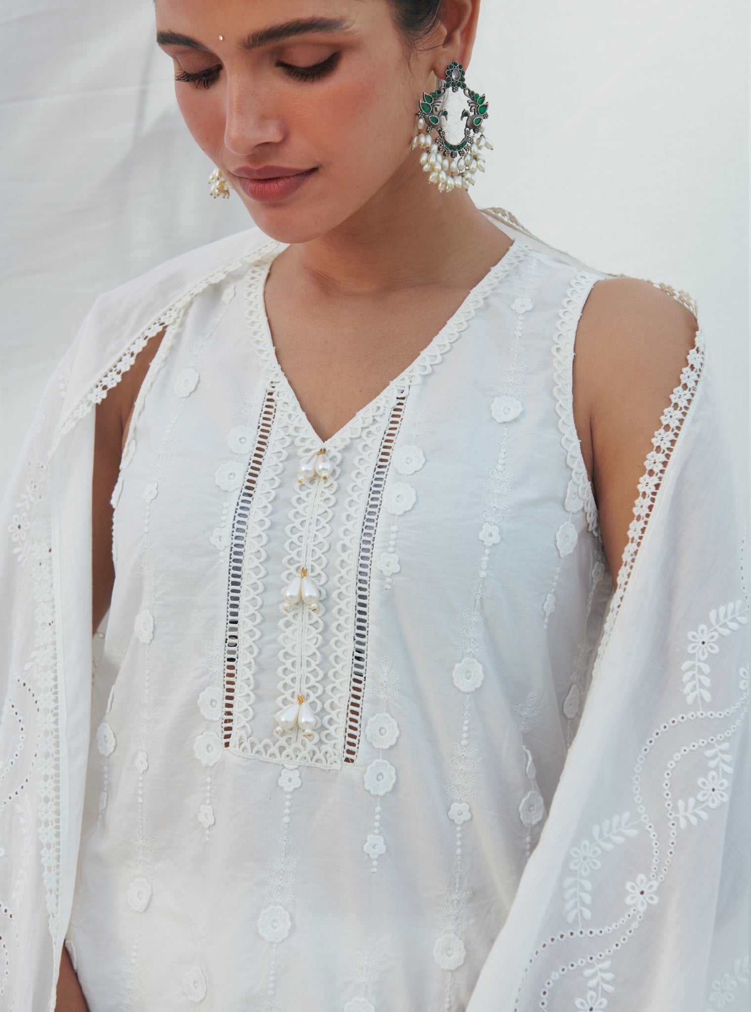 Mulmul Supima Cotton Naroa White kurta