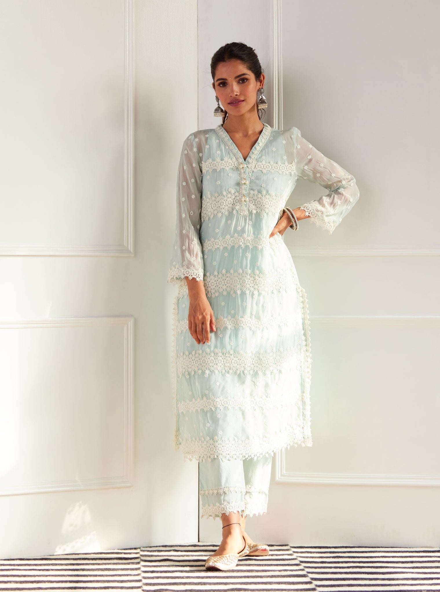 Nessa Organza Light Blue Kurta Set