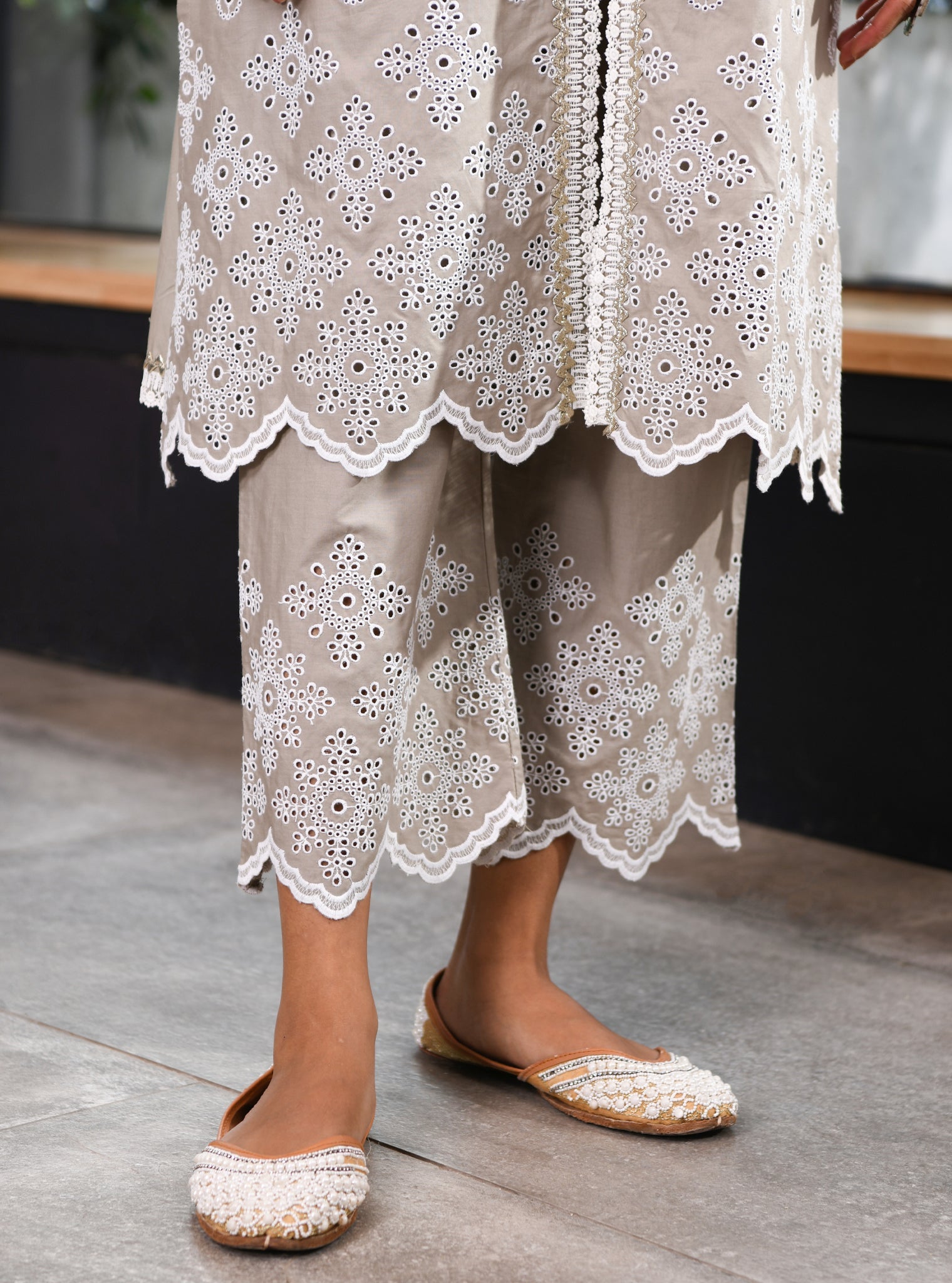 Ophelia Supima Cotton Grey Kurta with Palazzo Set