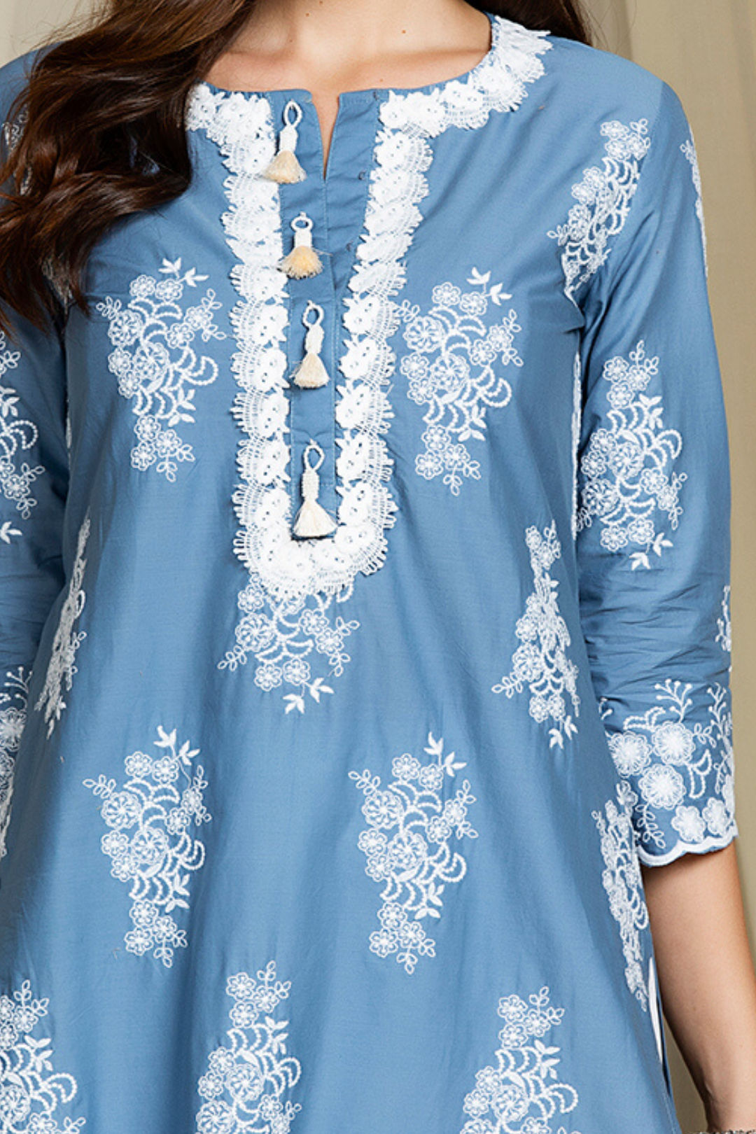 Perla Supima Cotton Denim Kurta Set