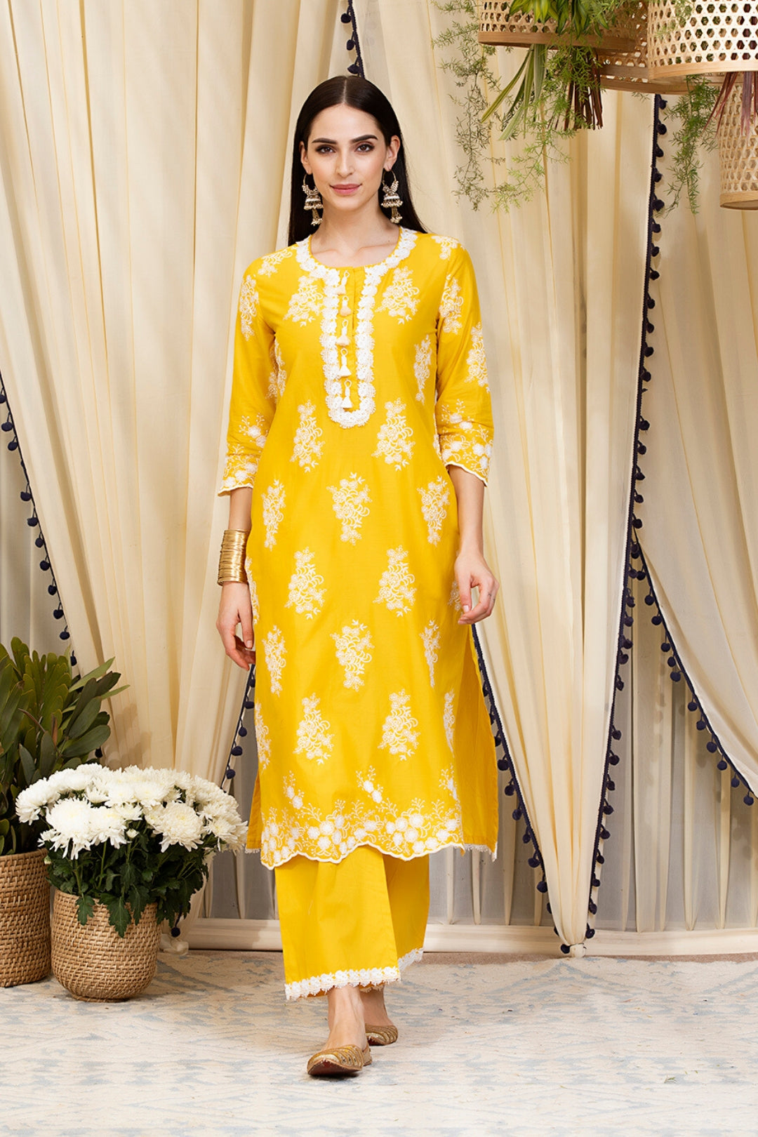 Perla Supima Cotton Yellow Kurta Set