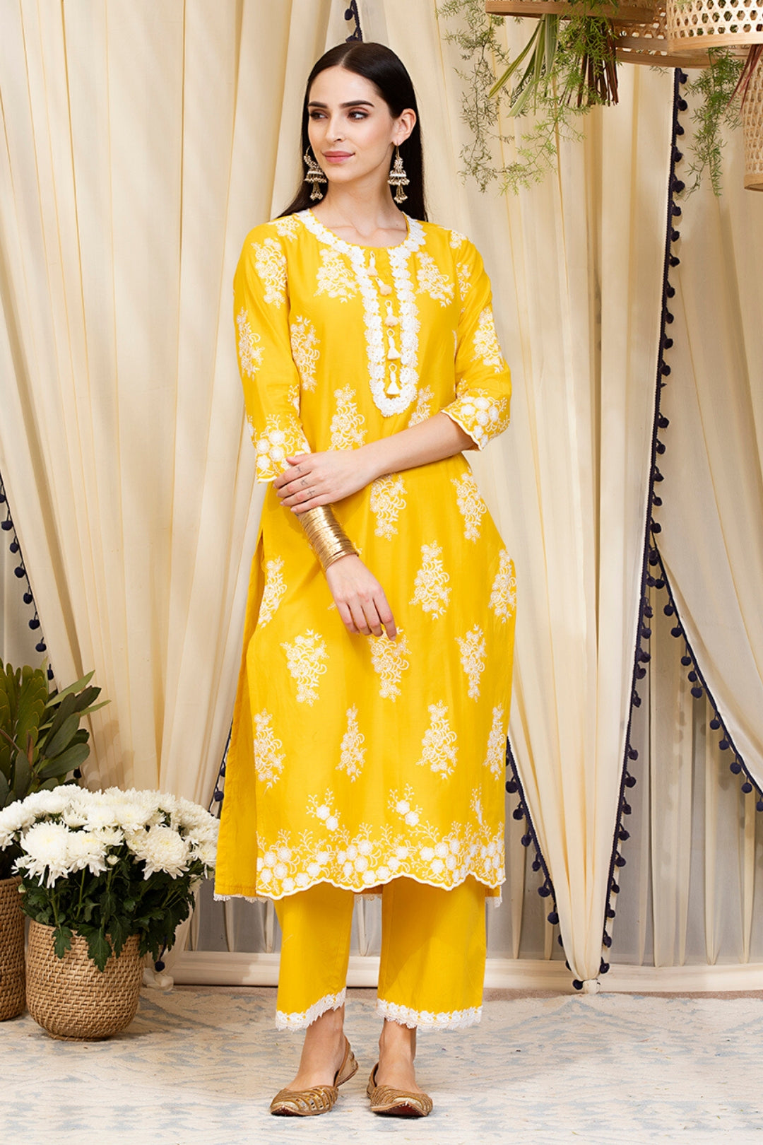 Perla Supima Cotton Yellow Kurta Set