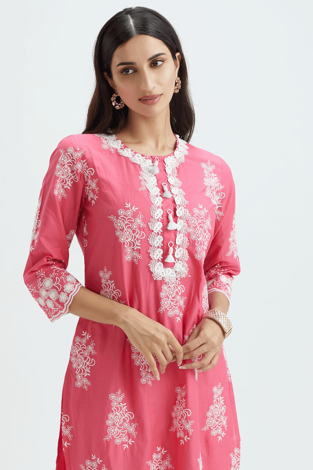 Mulmul Supima Cotton Perla Fuchsia Kurta
