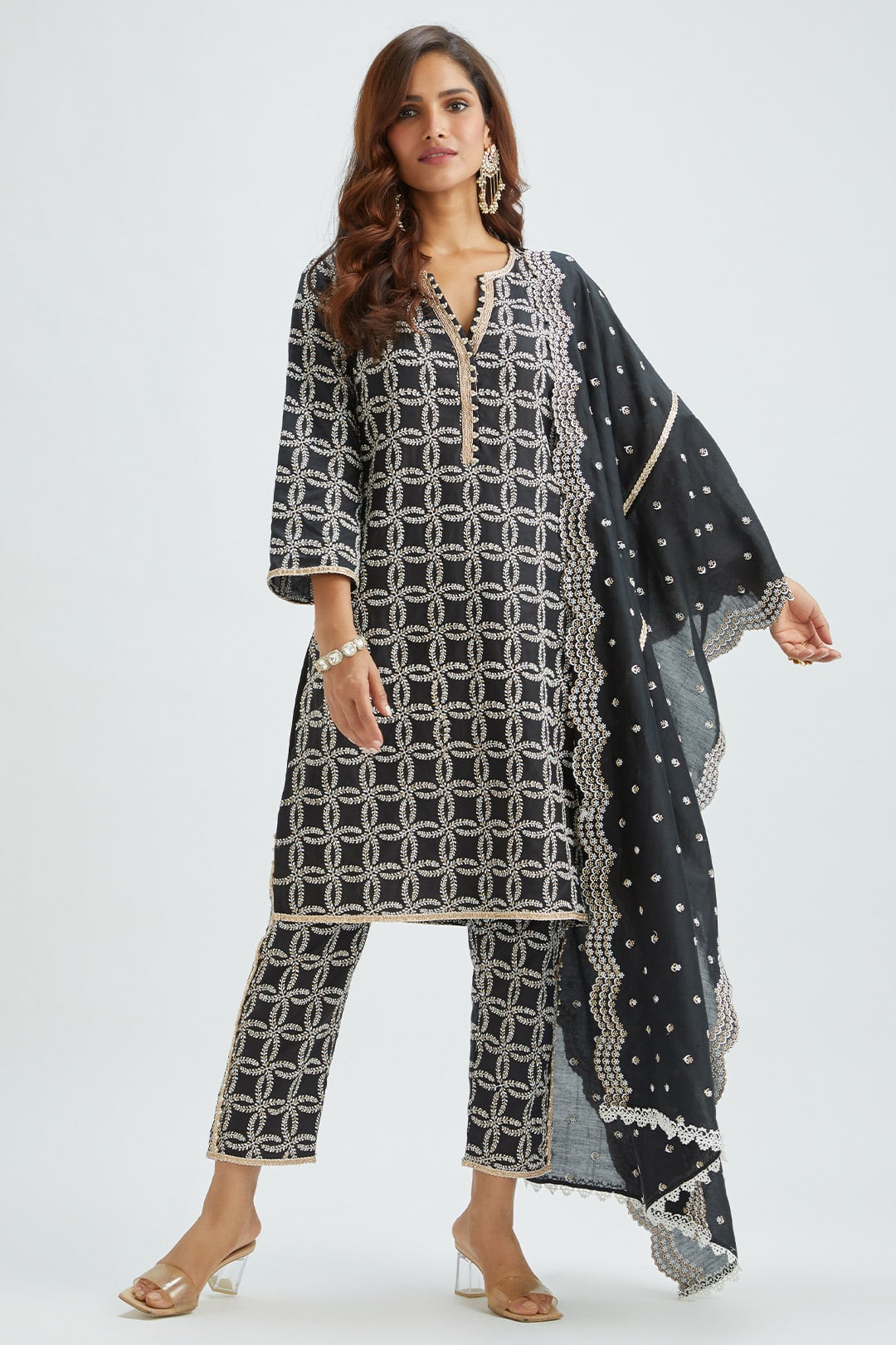 Perry Supima Satin Black Kurta Set