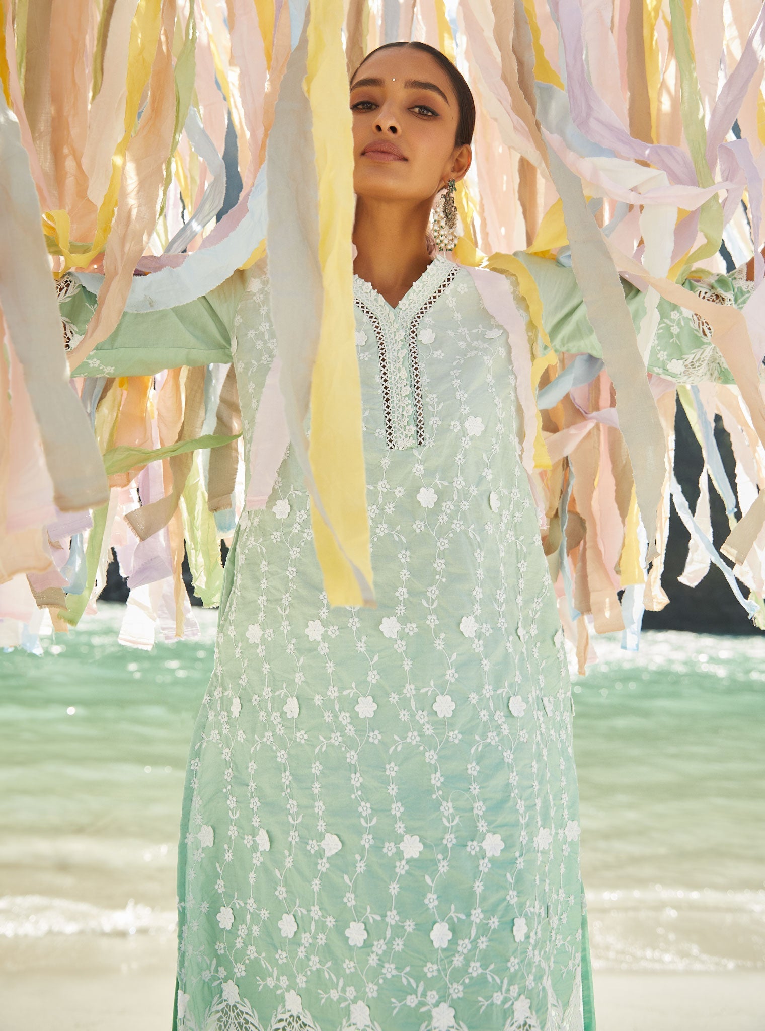 Purna Supima Cotton Green Kurta with Palazzo Set