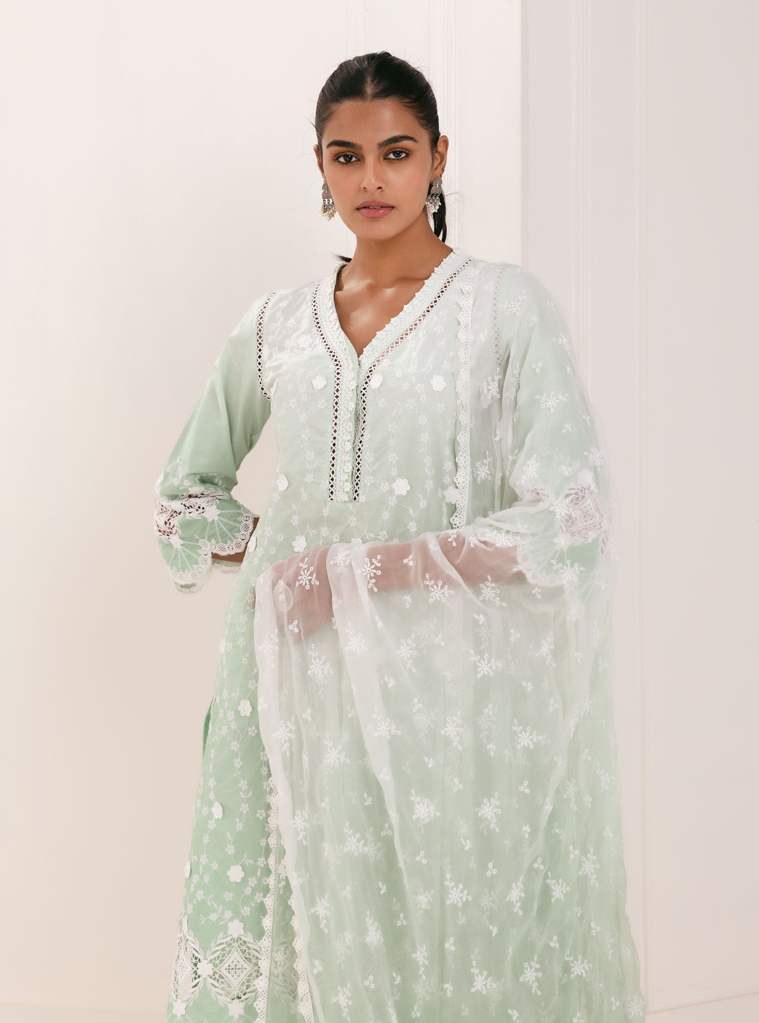 Purna Supima Cotton Green Kurta with Palazzo Set