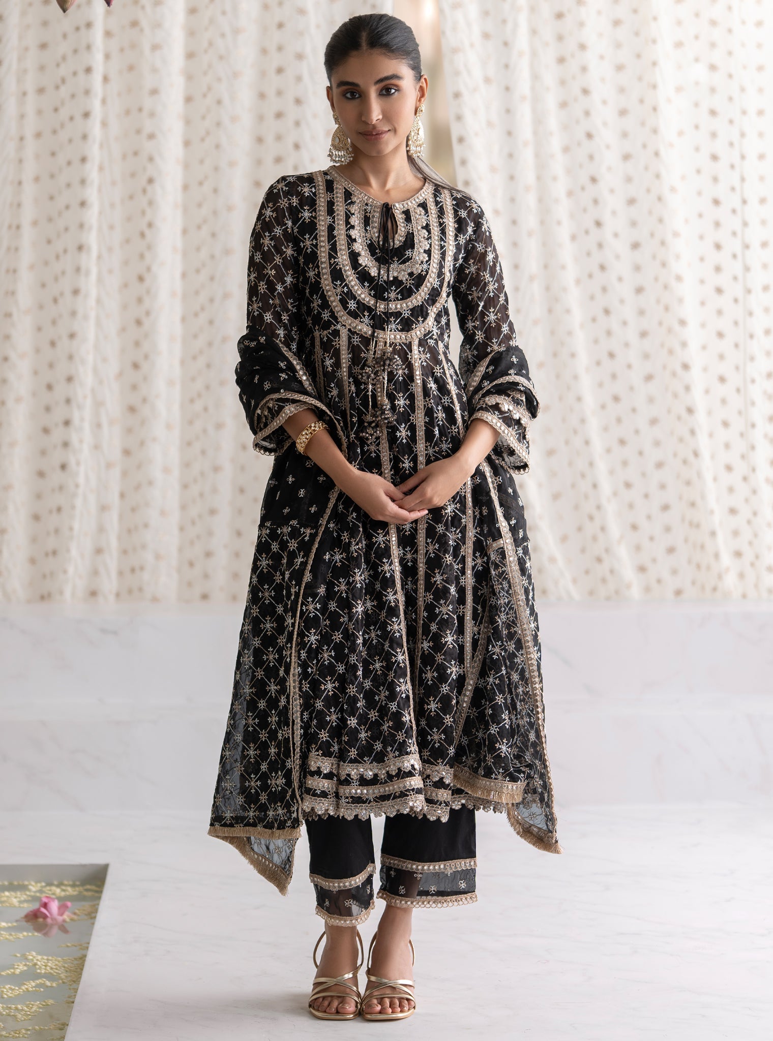 Rasiya Organza Black Anarkali Kurta Set