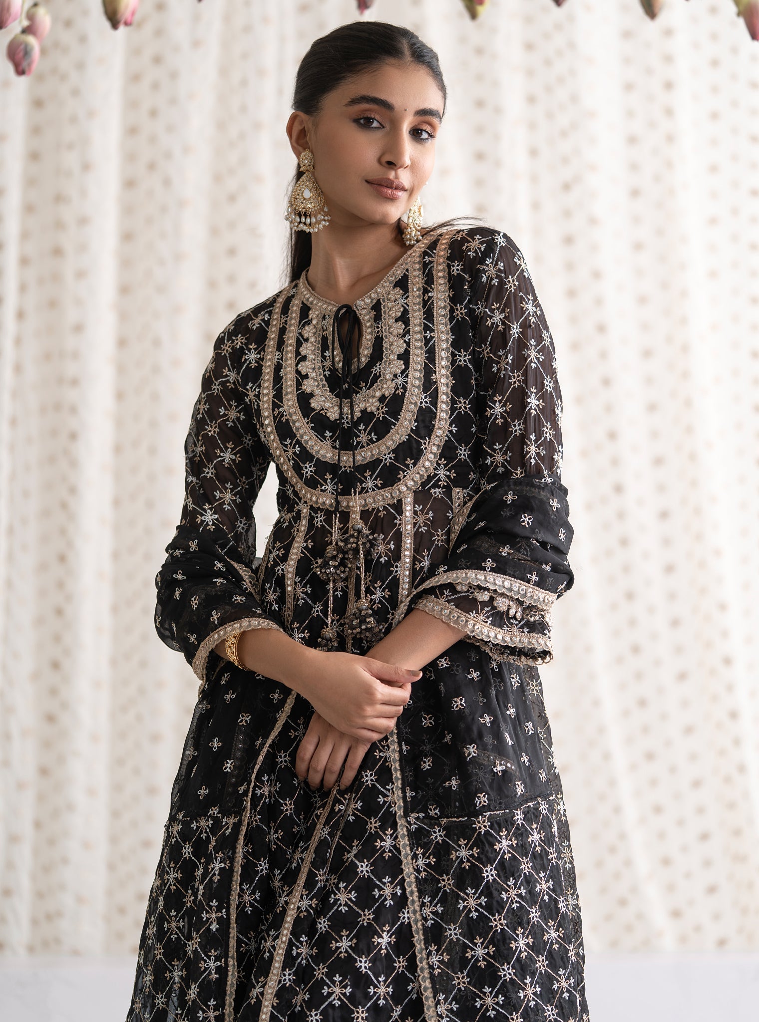Rasiya Organza Black Anarkali Kurta Set