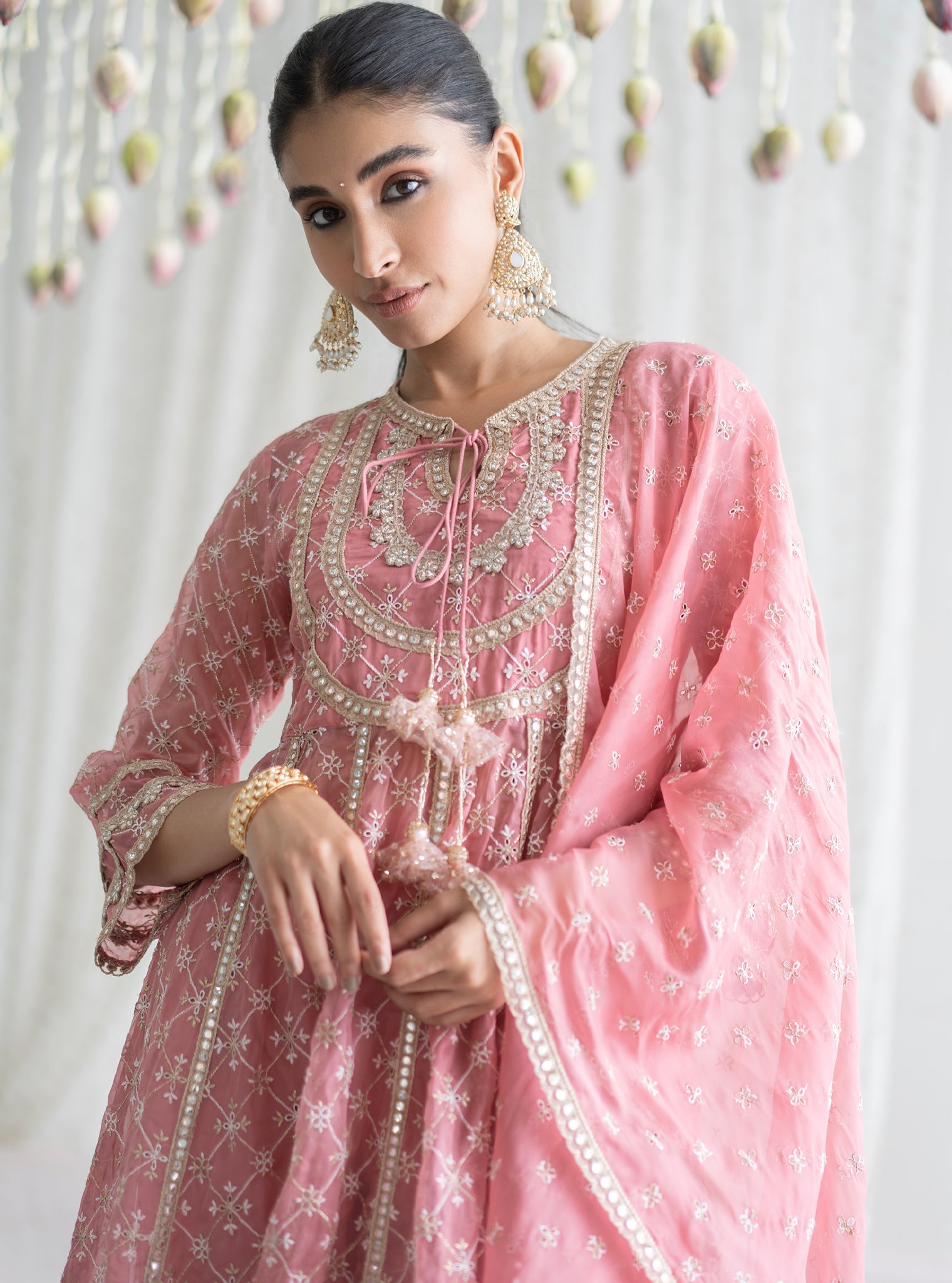 Rasiya Organza Mauve Anarkali Kurta Set