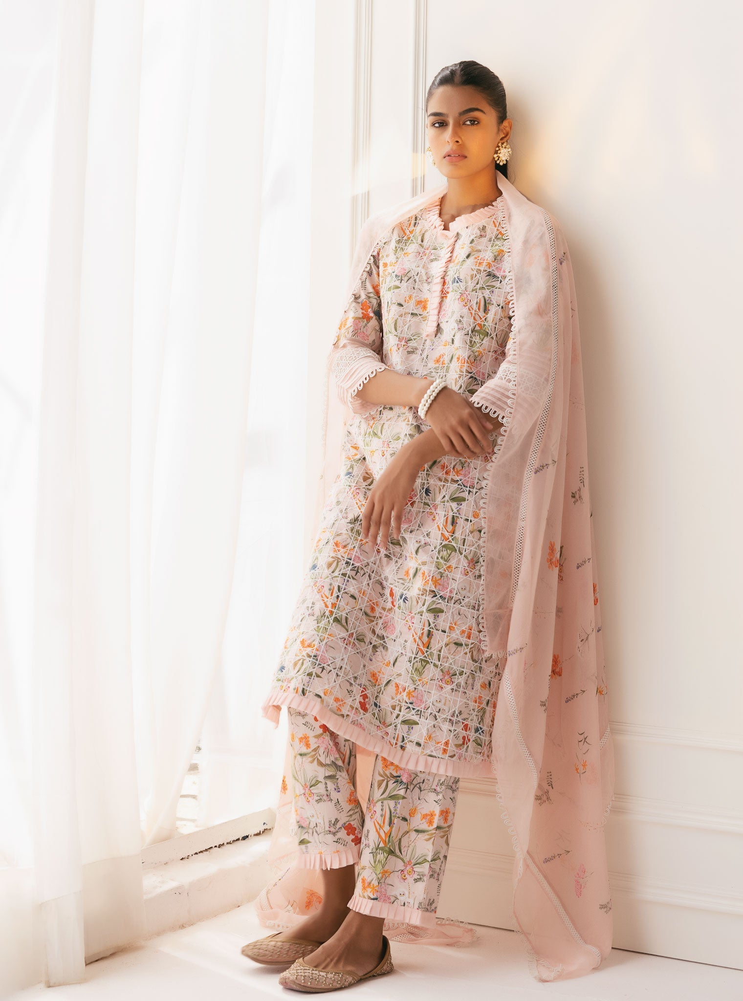 Mulmul Supima Cotton Rafaela Pink Kurta