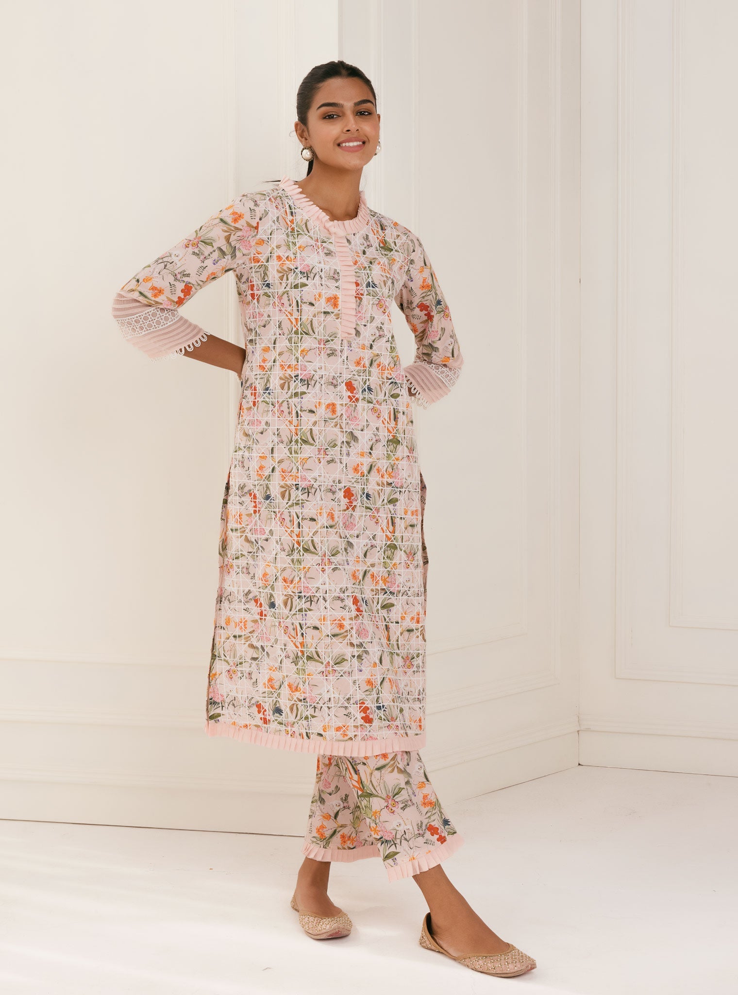 Mulmul Supima Cotton Rafaela Pink Kurta