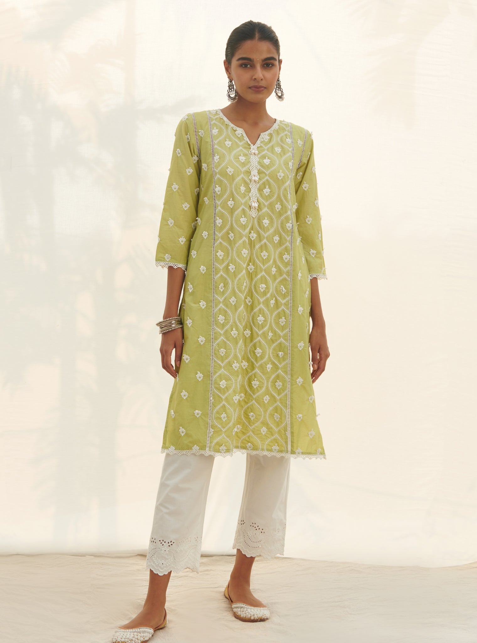 Rivona Supima Cotton Lime Kurta Set