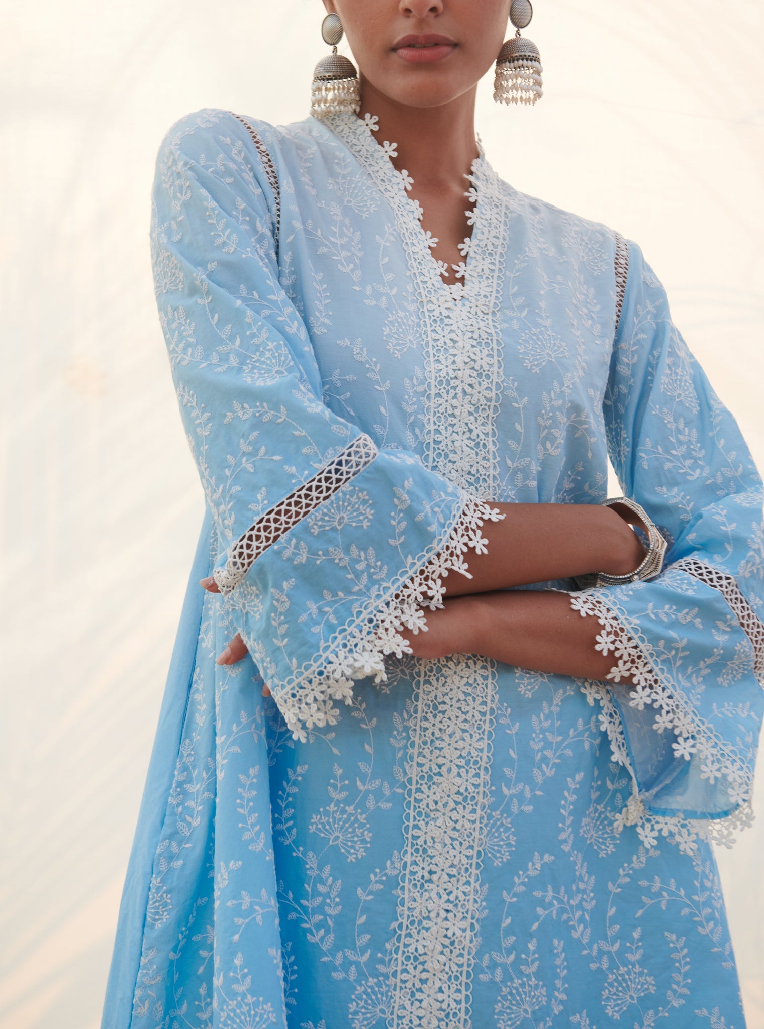 Santona Supima Cotton Blue Kurta Set