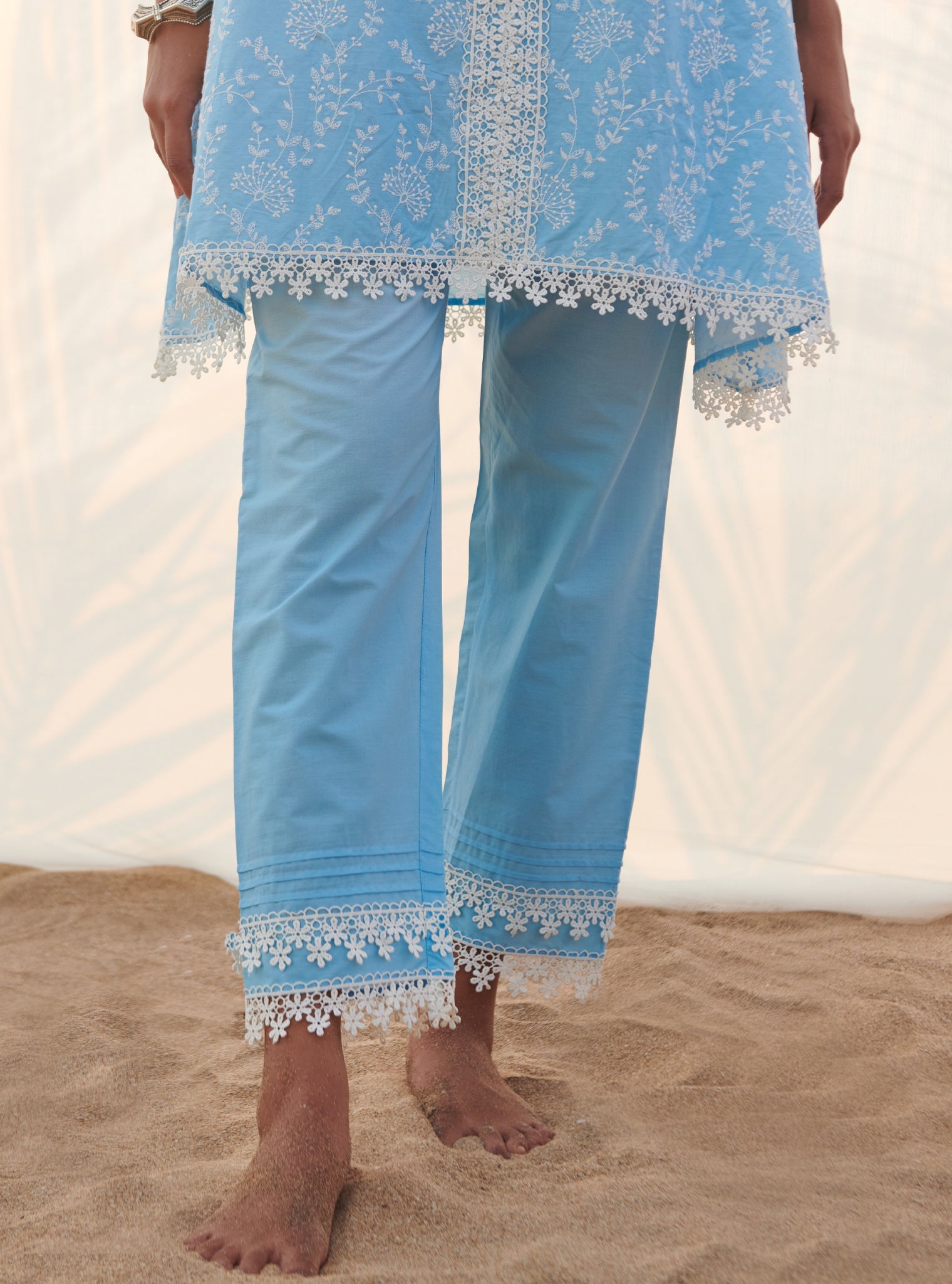 Santona Supima Cotton Blue Kurta Set