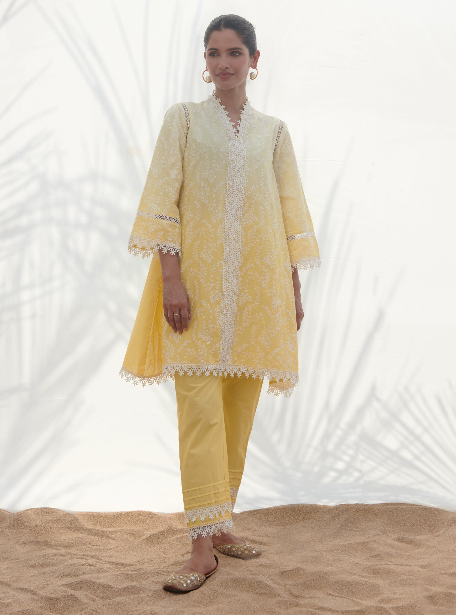 Santona Supima Cotton Yellow Kurta Set