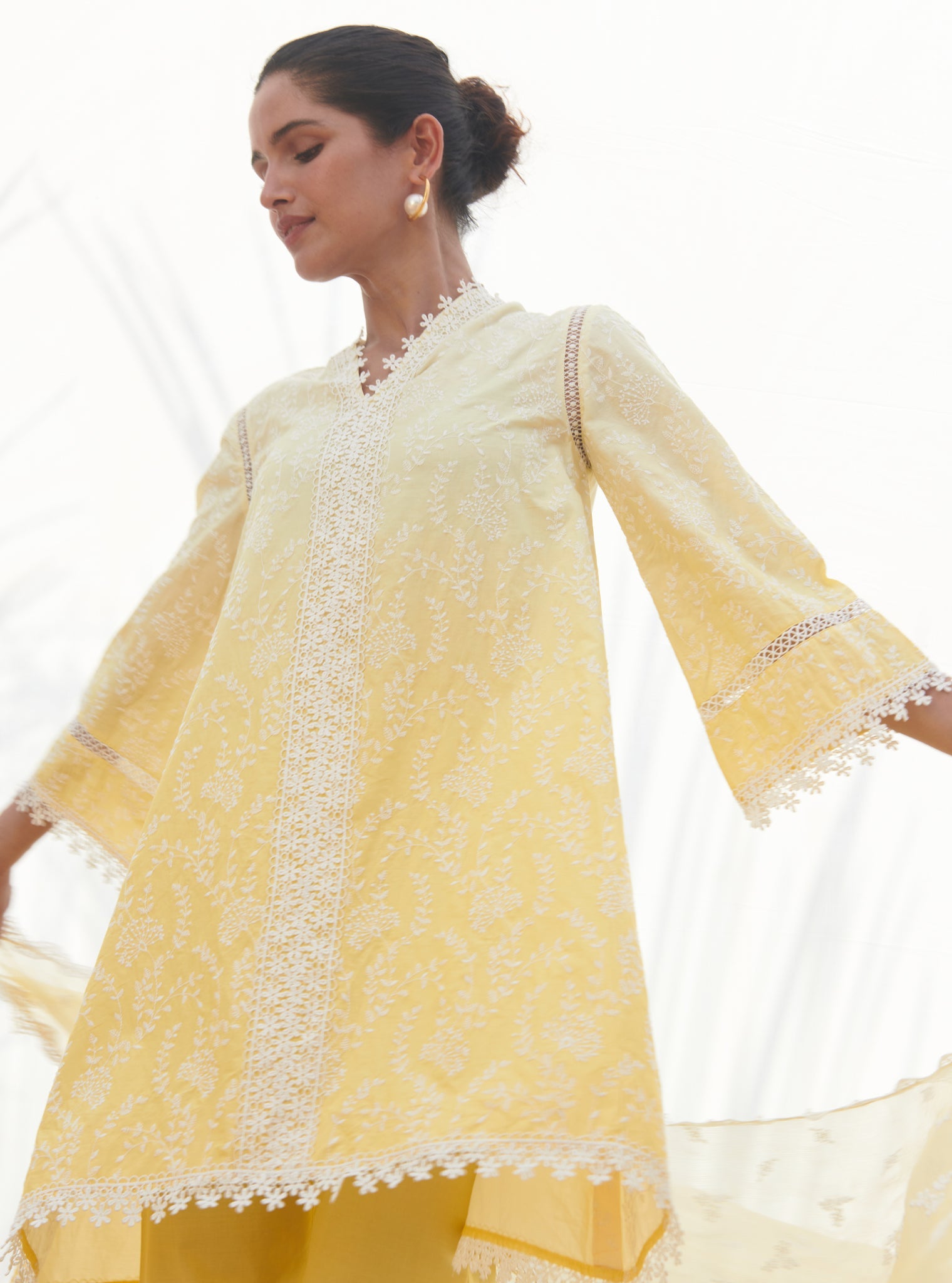 Santona Supima Cotton Yellow Kurta Set