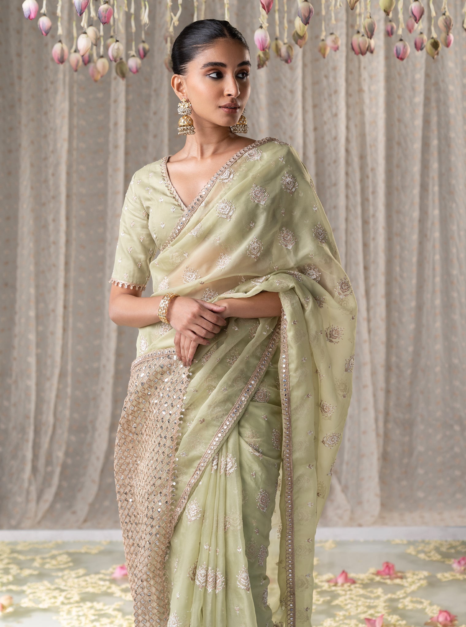 Savani Organza Green Saree