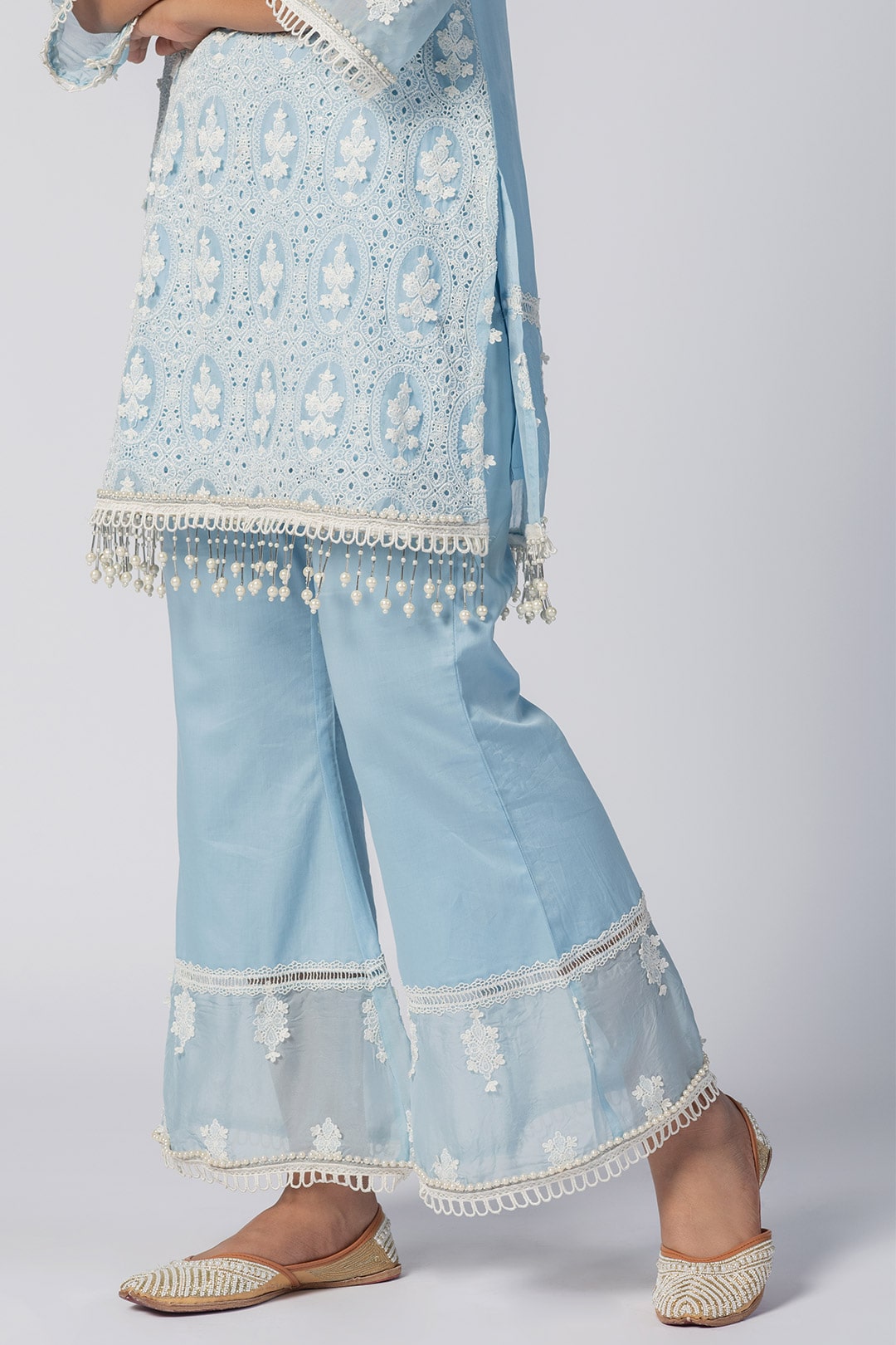 Savannah Tencel Luxe Organza Blue Kurta Set