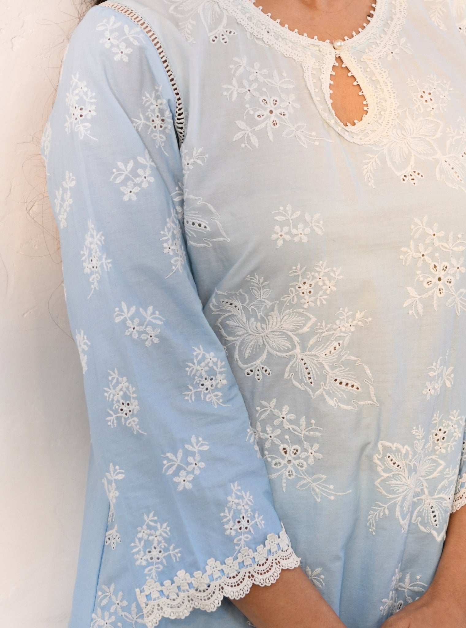 Savri Supima Cotton Blue Kurta Set
