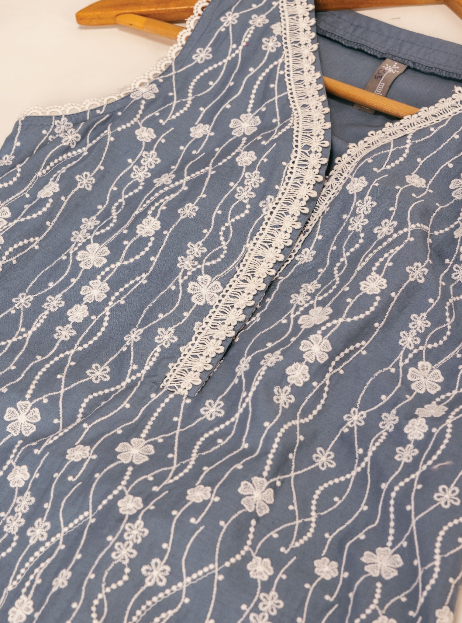 Mulmul Supima Cotton Seoni Blue Kurta