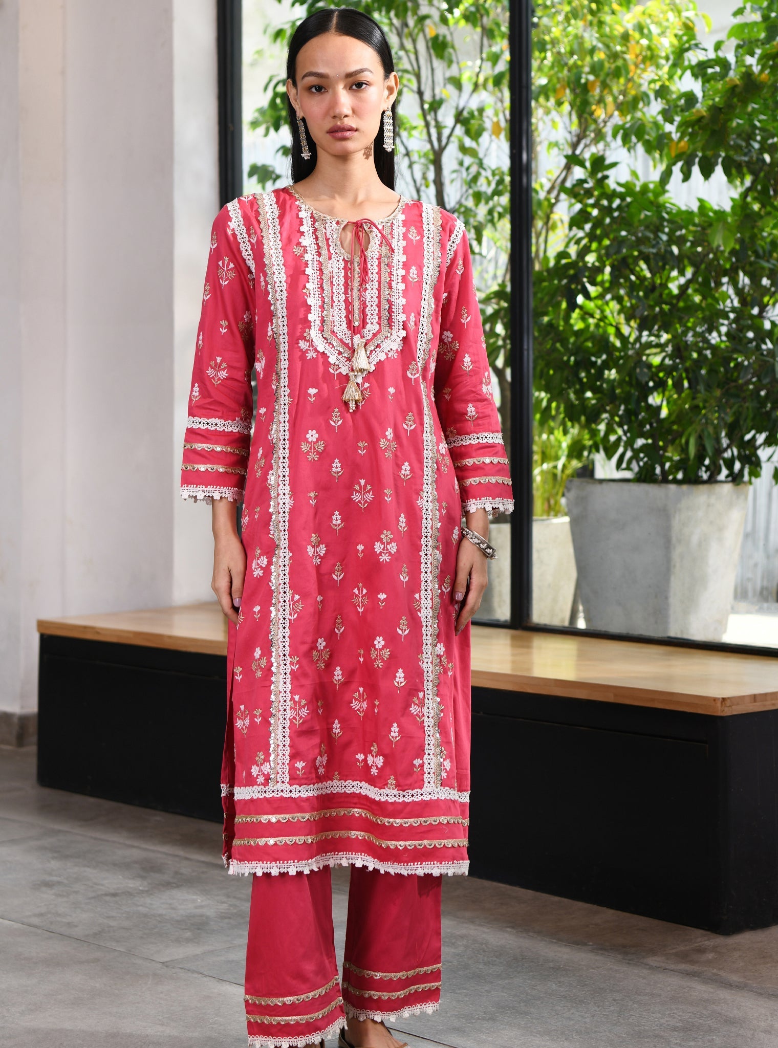 Sorrel Pima Fuchsia Kurta Set