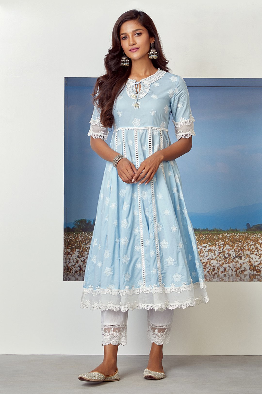 Star Gaze Supima Cotton Light Blue Kurta Set