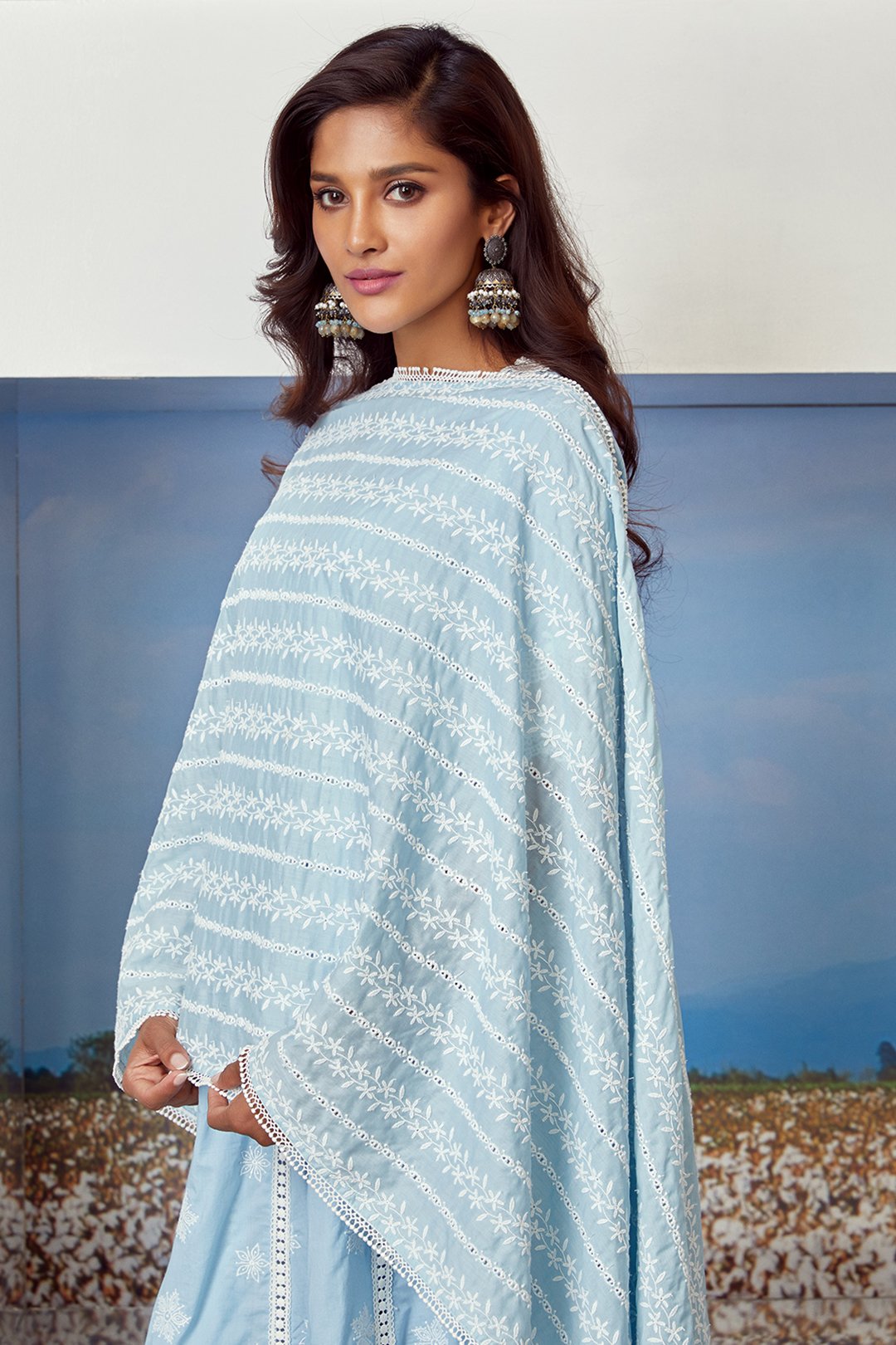 Star Gaze Supima Cotton Light Blue Kurta Set